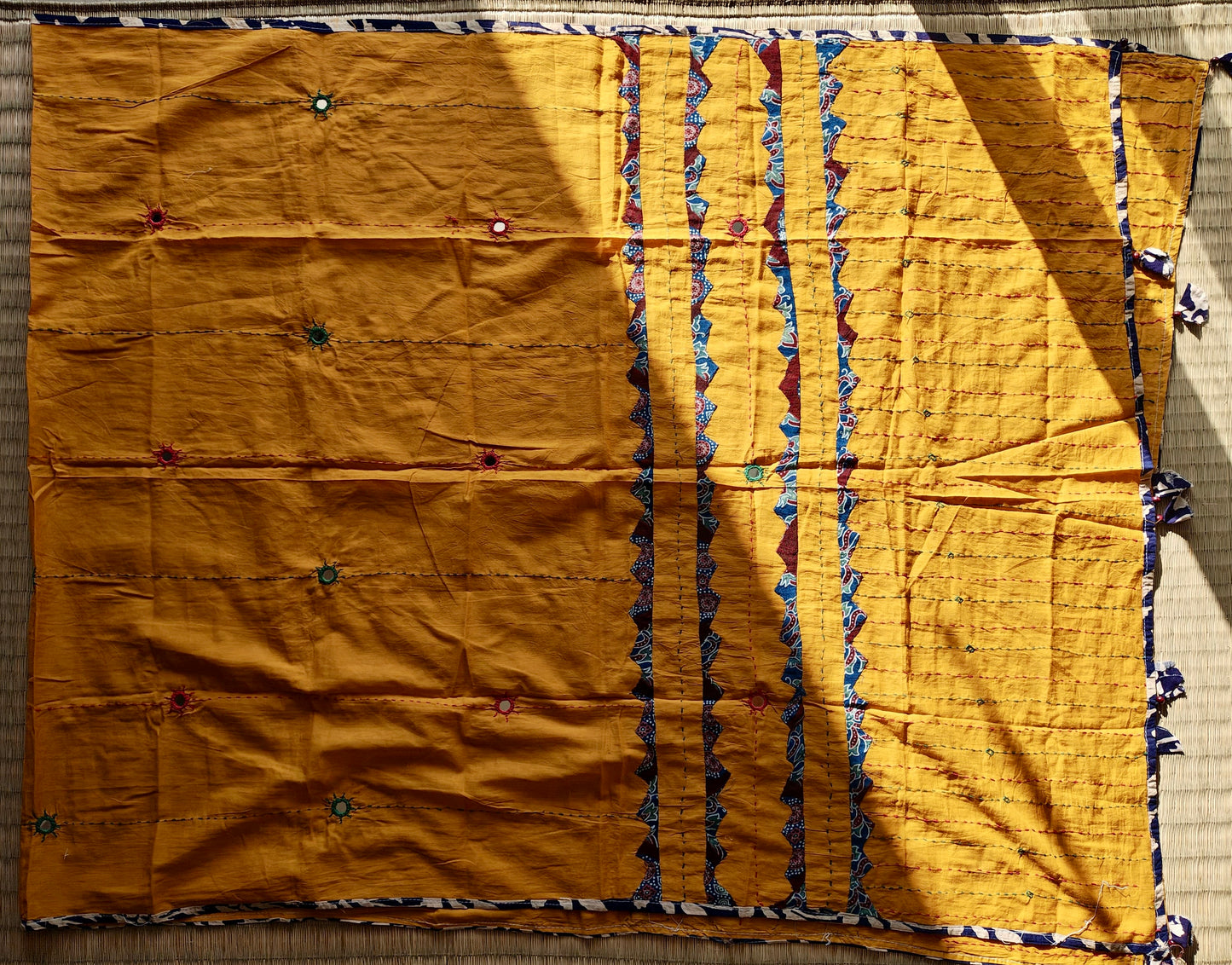 Mustard Ajrakh Patchwork Cotton Dupatta