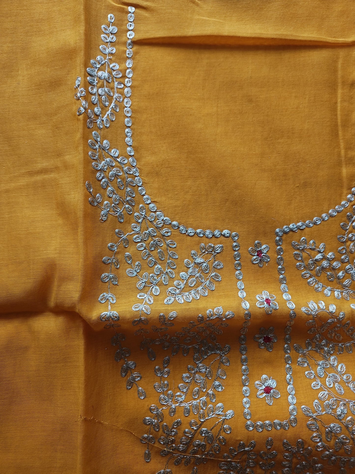Mustard Yellow Pittan Work Dress Material
