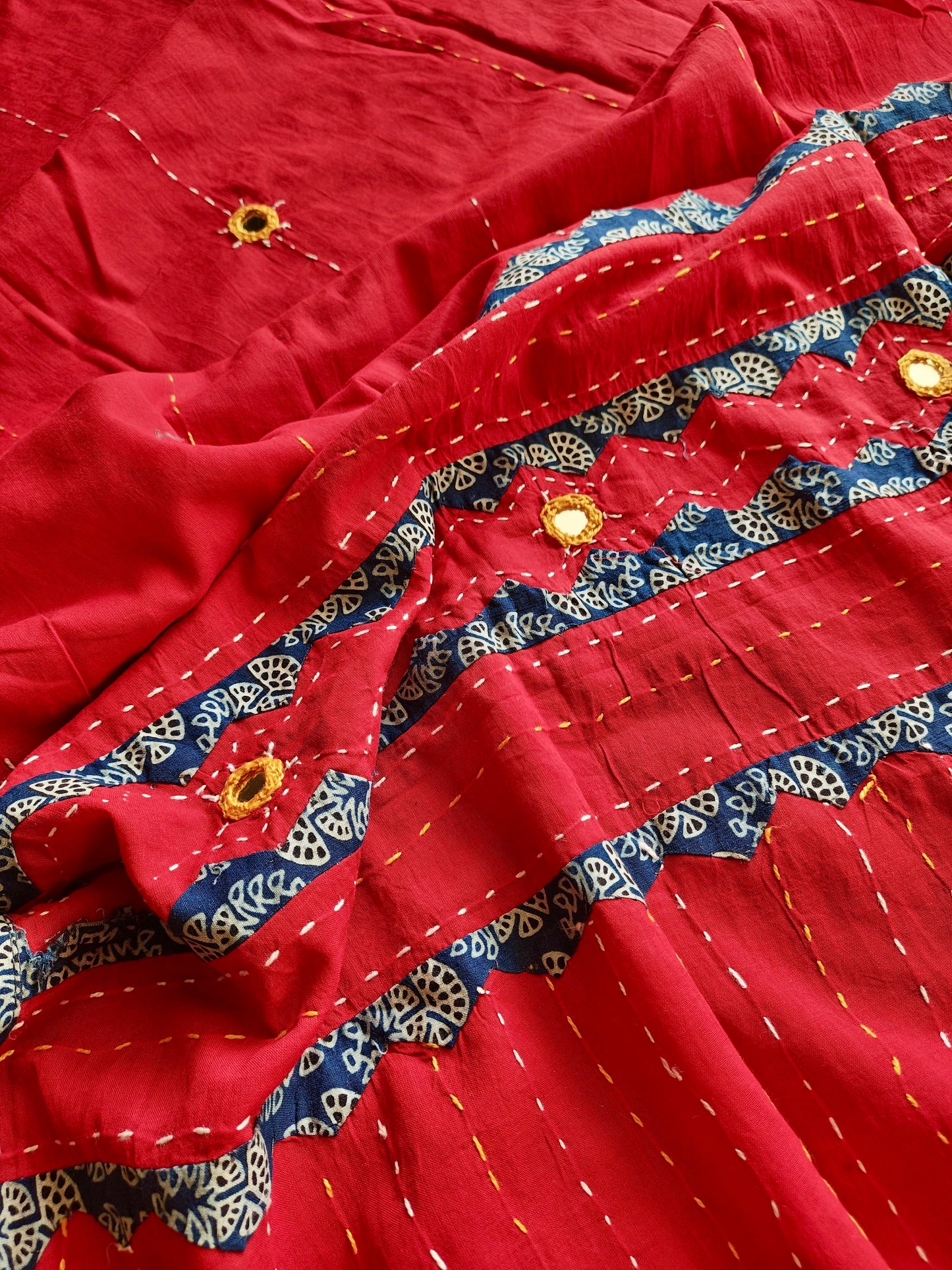 Red Ajrakh Patchwork Cotton Dupatta