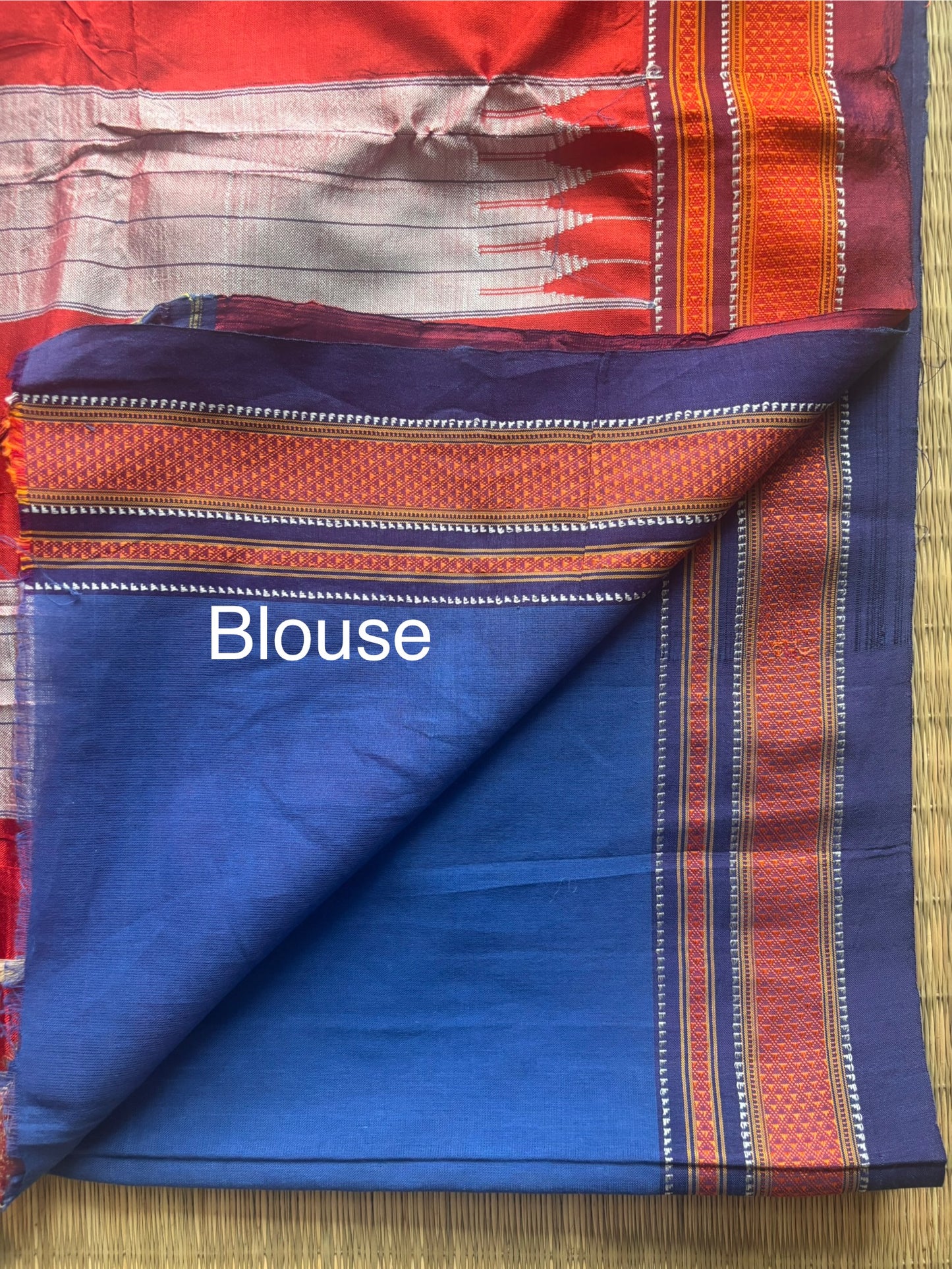 Blue and Red Handloom Ilkal Saree