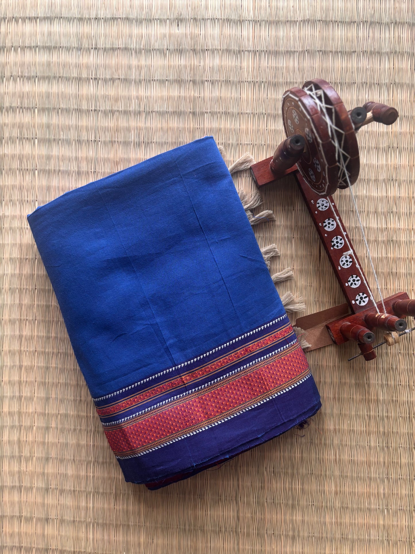 Blue and Red Handloom Ilkal Saree