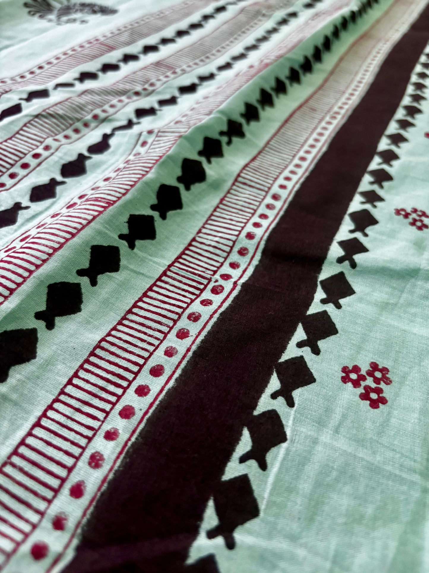 Sanganeri Hand Block Printed Cotton Saree - Meena