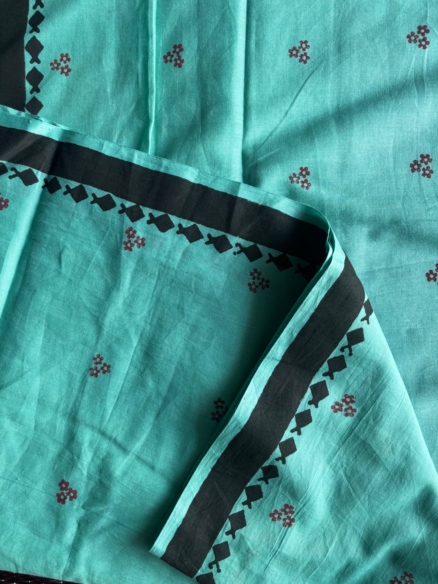 Sanganeri Hand Block Printed Cotton Saree - Meena