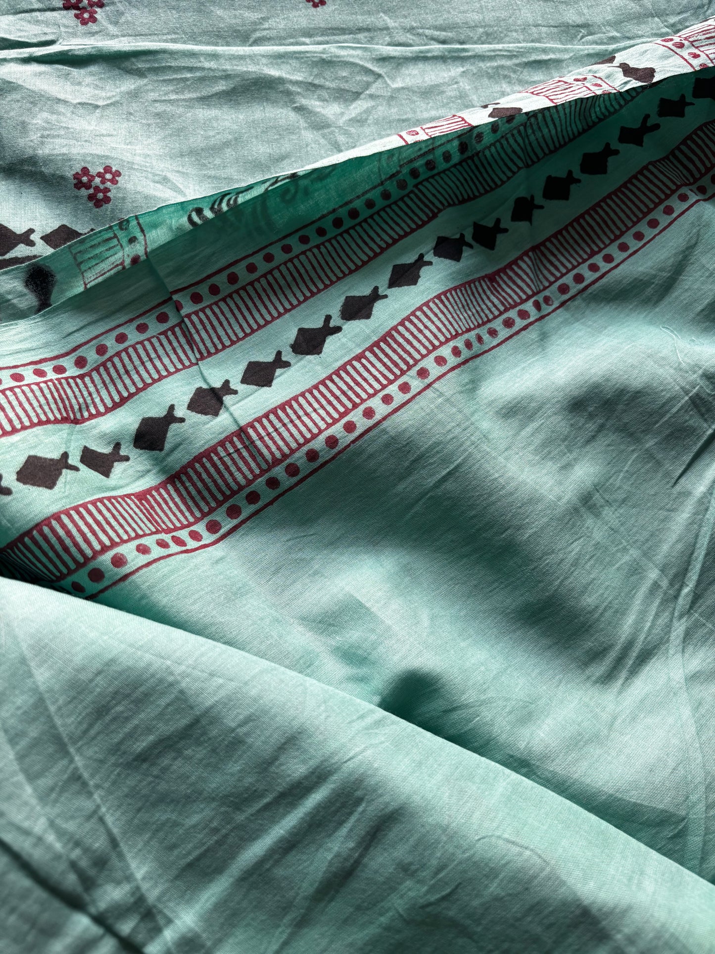 Sanganeri Hand Block Printed Cotton Saree - Meena