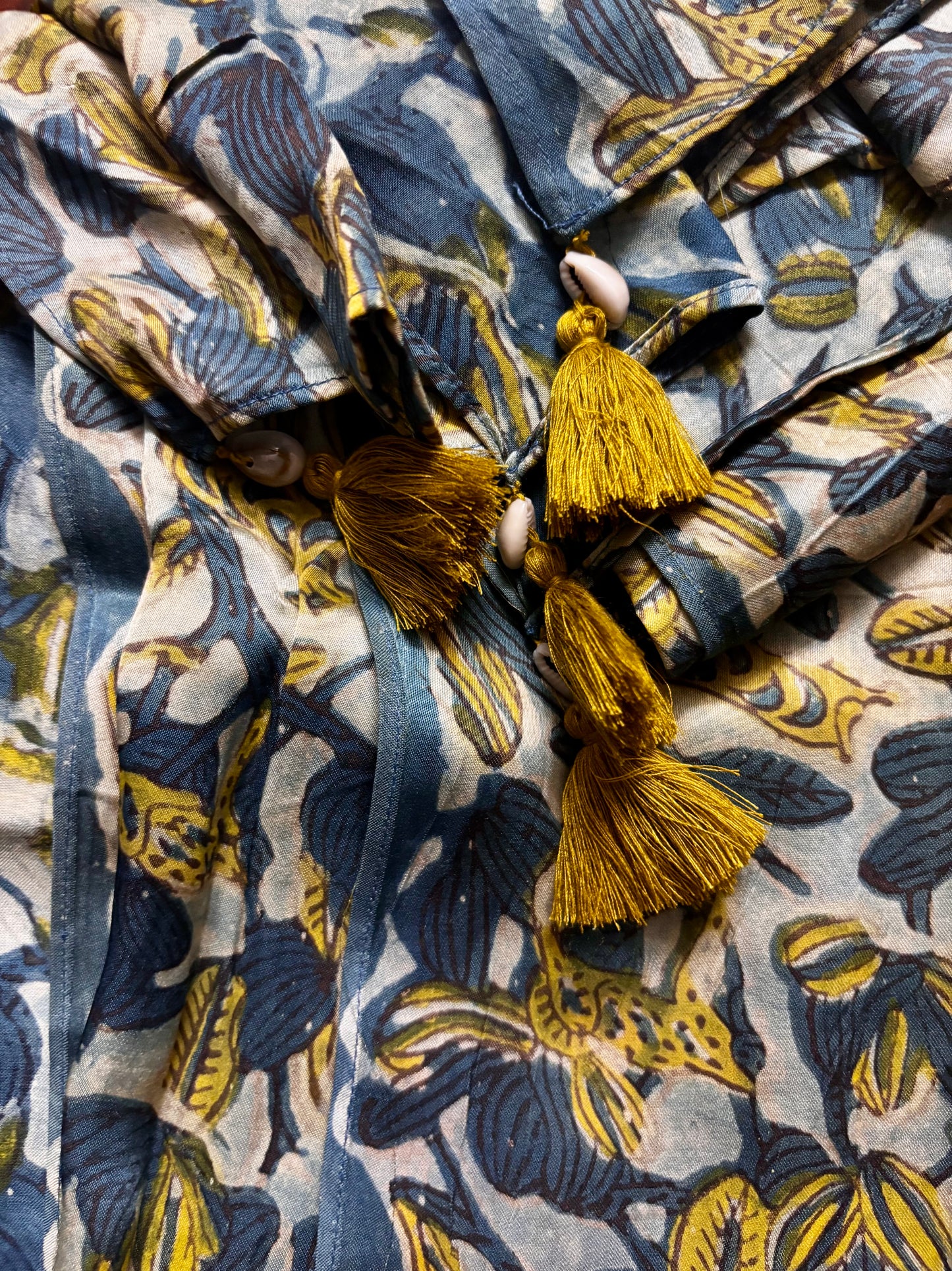 Blue and Mustard Ajrakh Modal Silk Stole
