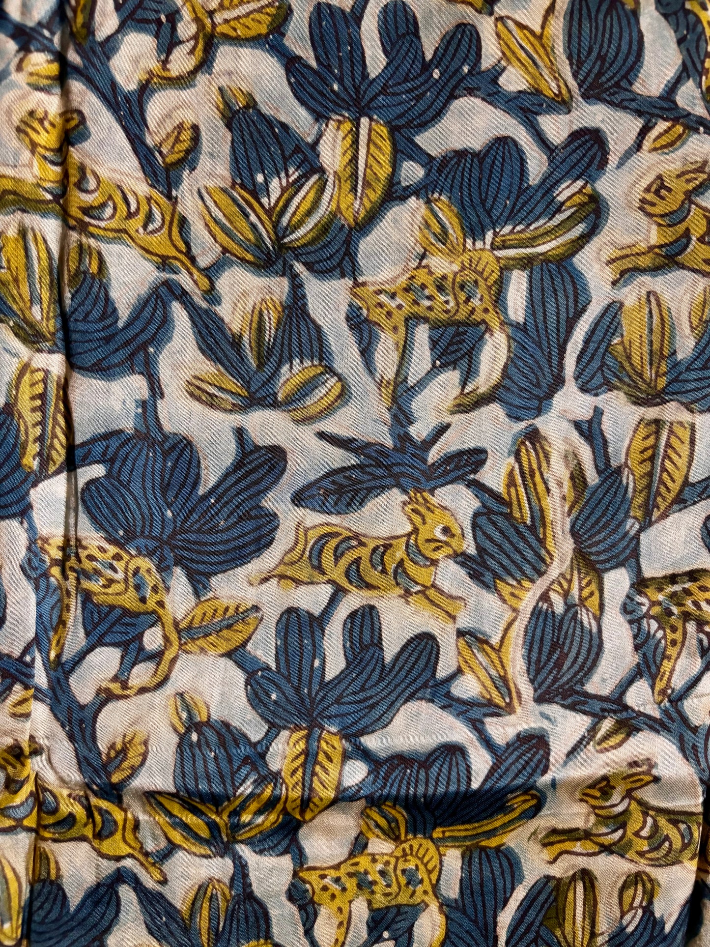 Blue and Mustard Ajrakh Modal Silk Stole