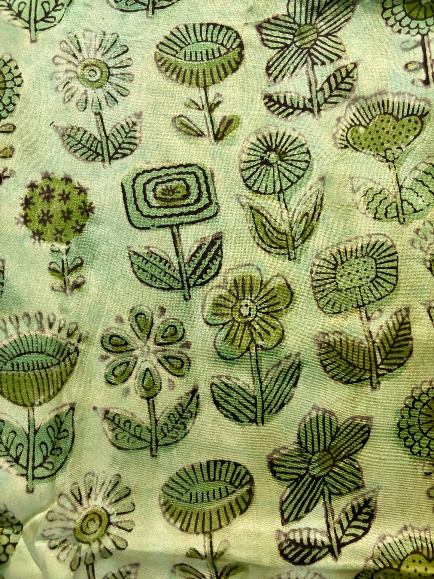 Green with Black Motifs Ajrakh Modal Silk Stole