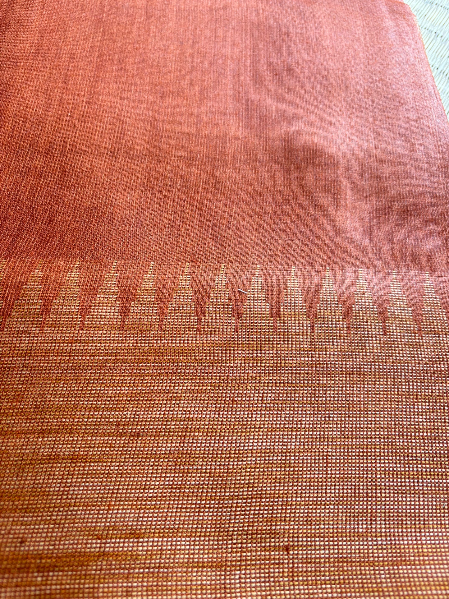 Rust Handloom Tussar Silk Saree