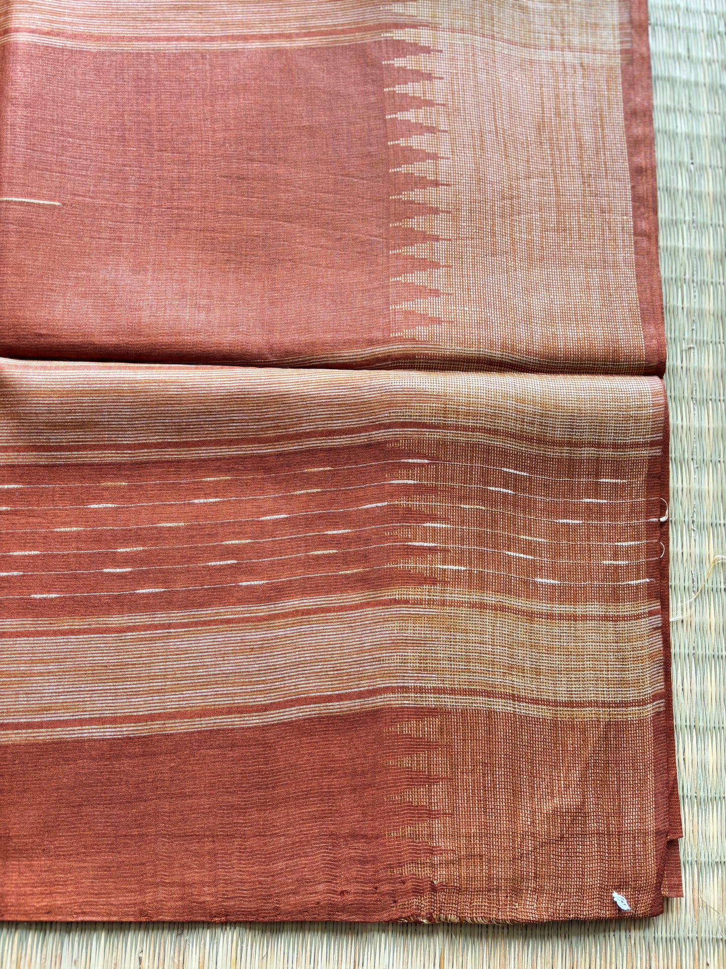 Rust Handloom Tussar Silk Saree