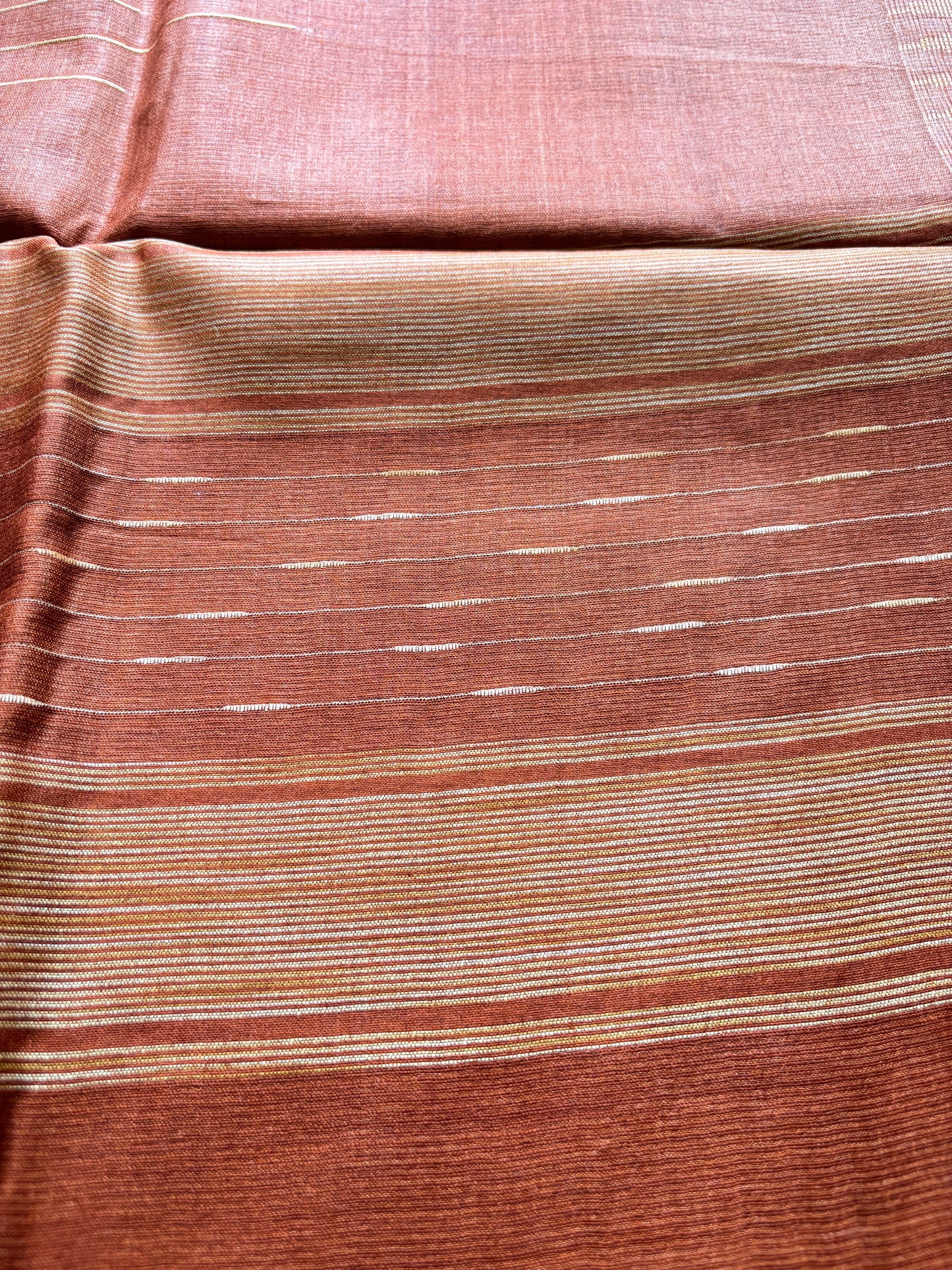 Rust Handloom Tussar Silk Saree