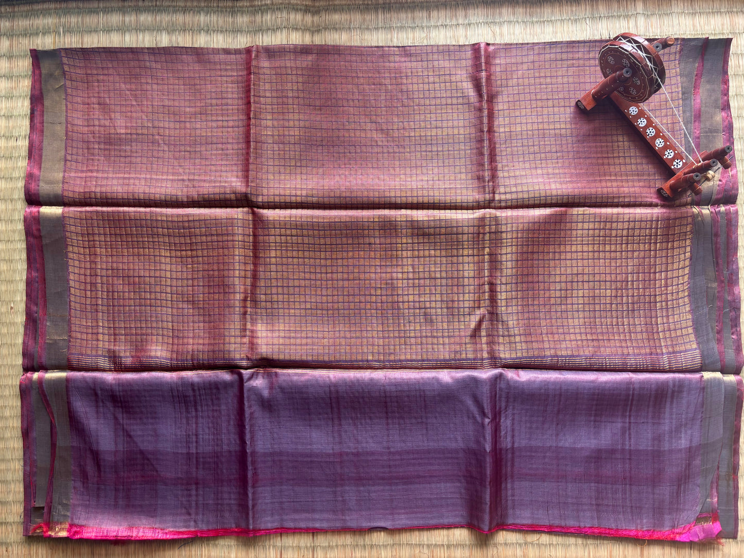 Purple Tussar Silk Handloom Jala Weave Saree