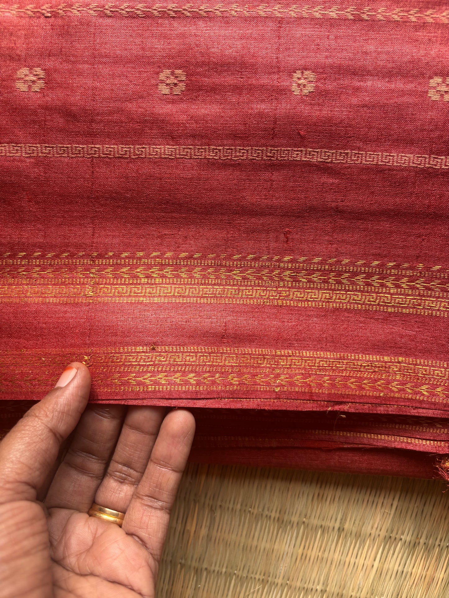 Rose Gold Handwoven Tussar Silk Saree