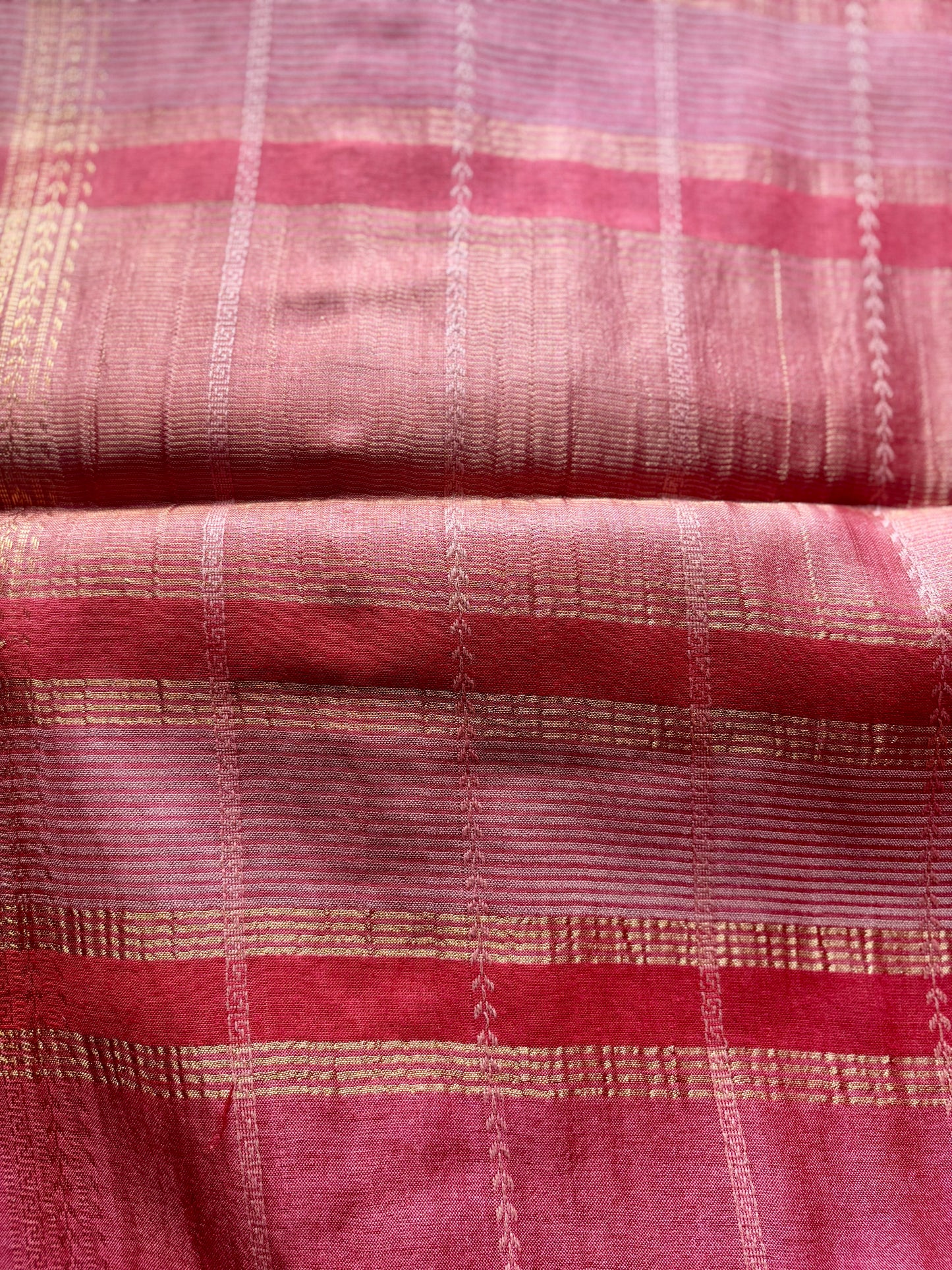 Rose Gold Handwoven Tussar Silk Saree