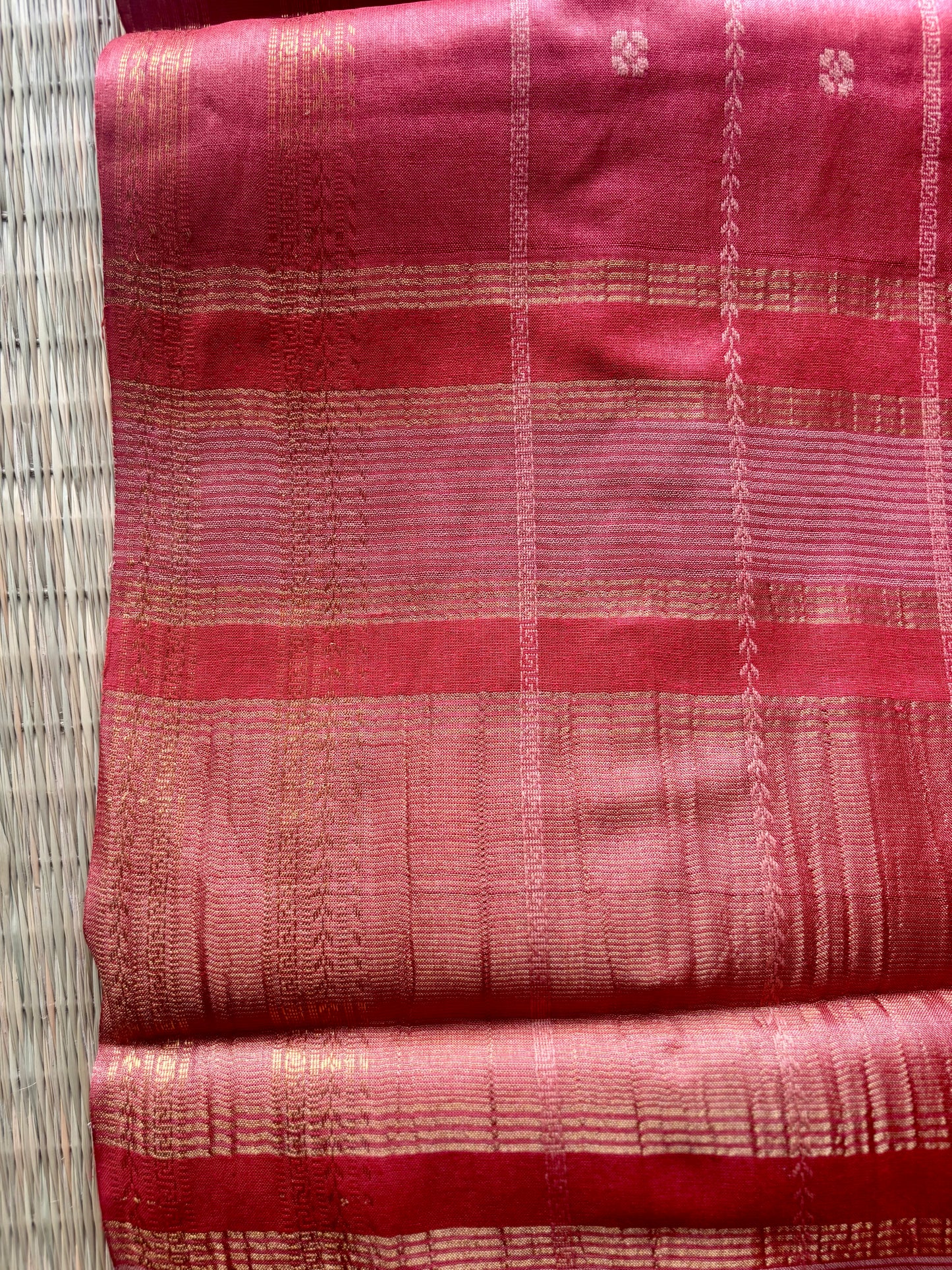 Rose Gold Handwoven Tussar Silk Saree