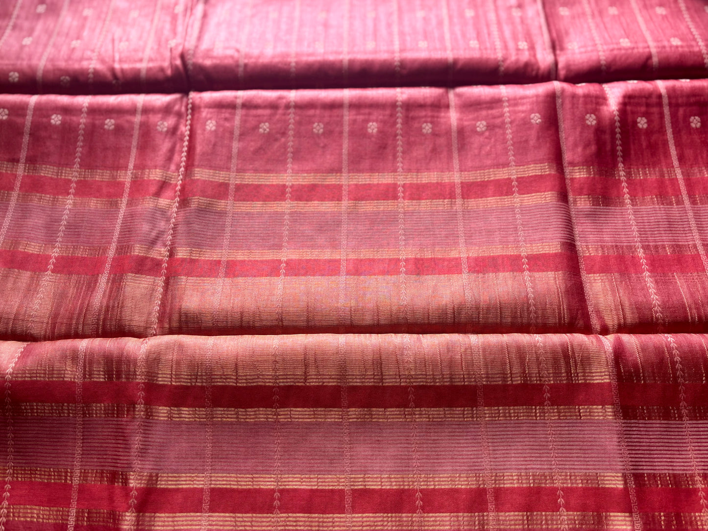 Rose Gold Handwoven Tussar Silk Saree
