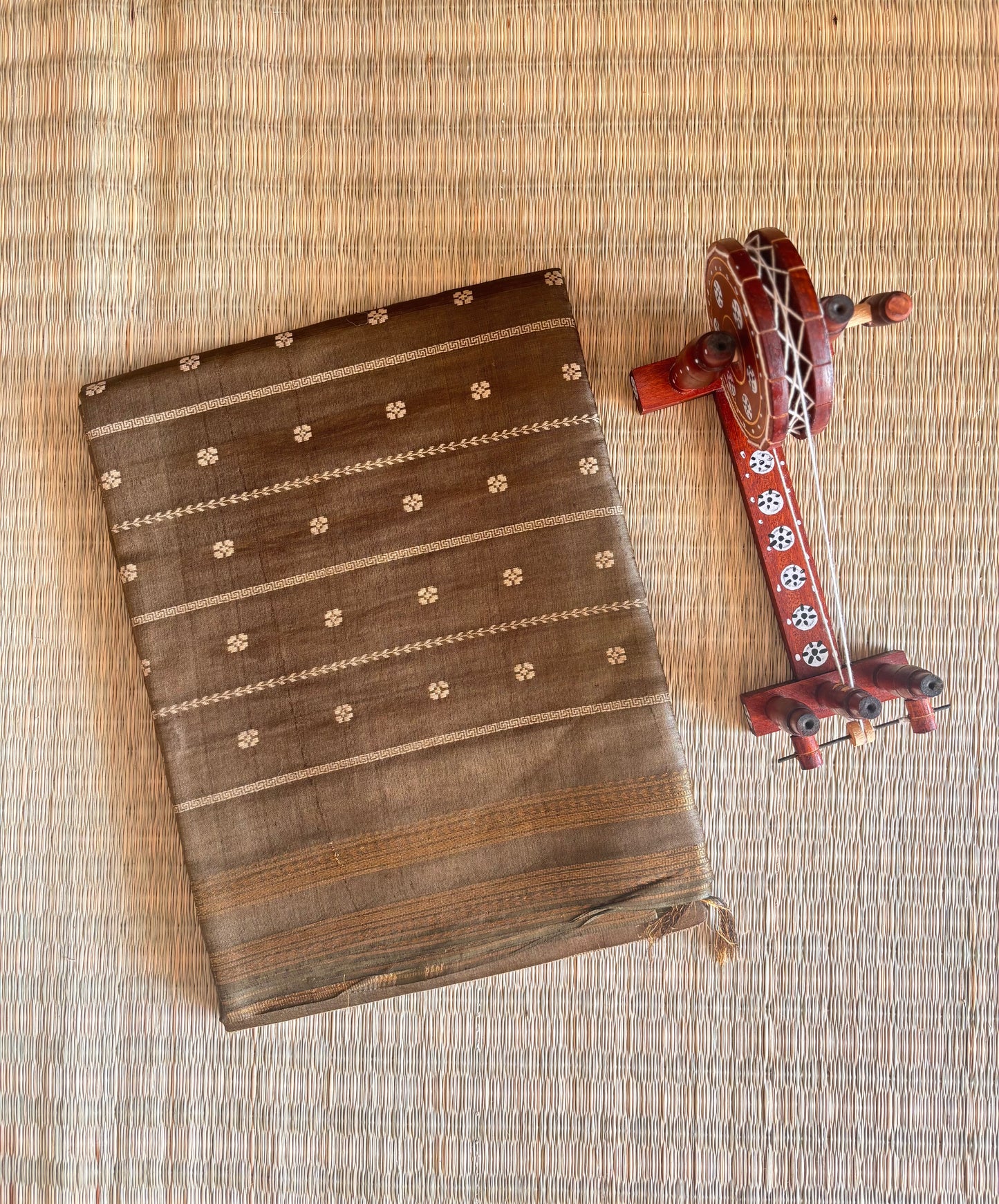 Coffee Brown Handwoven Tussar Silk Saree