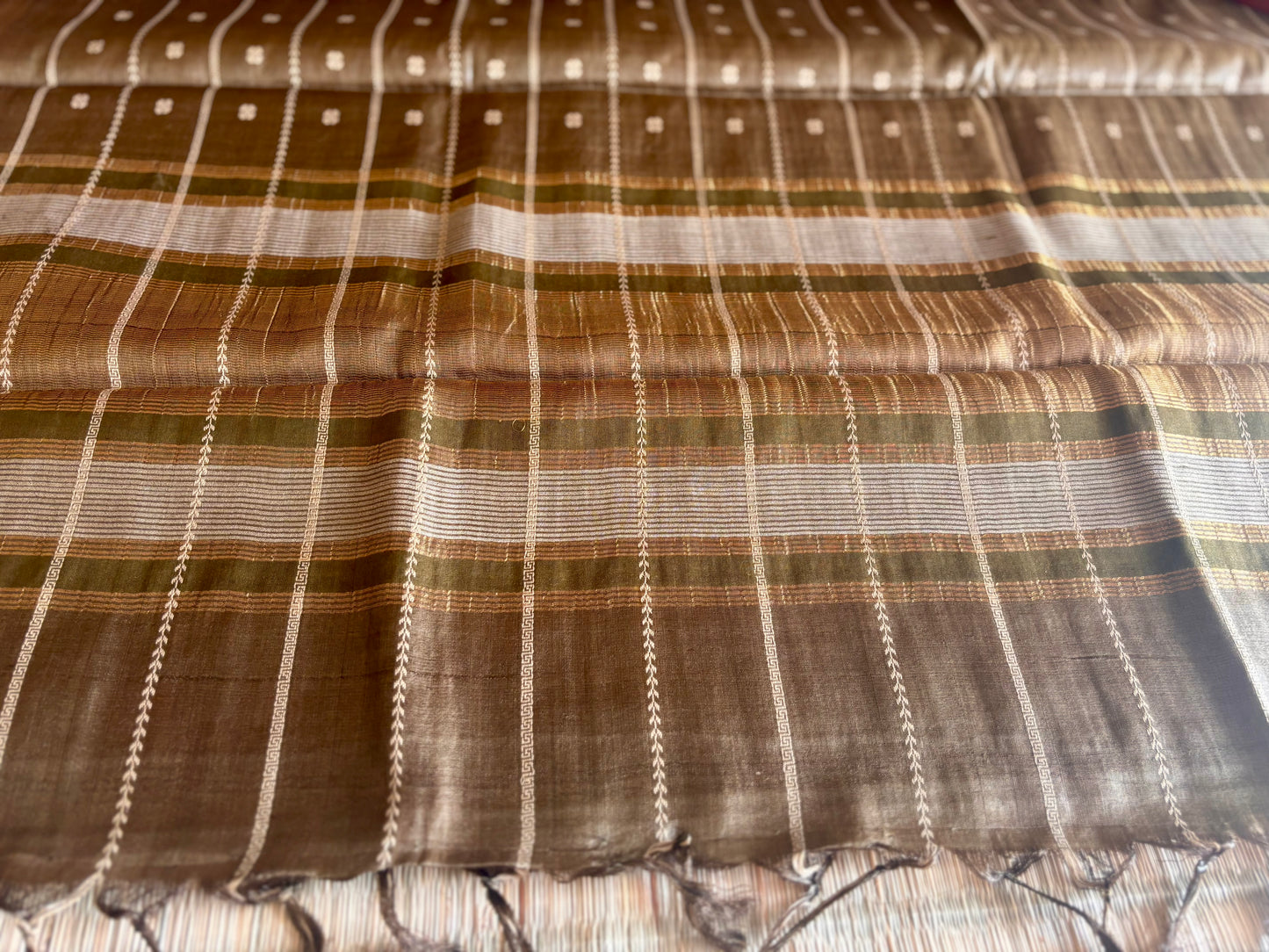 Coffee Brown Handwoven Tussar Silk Saree