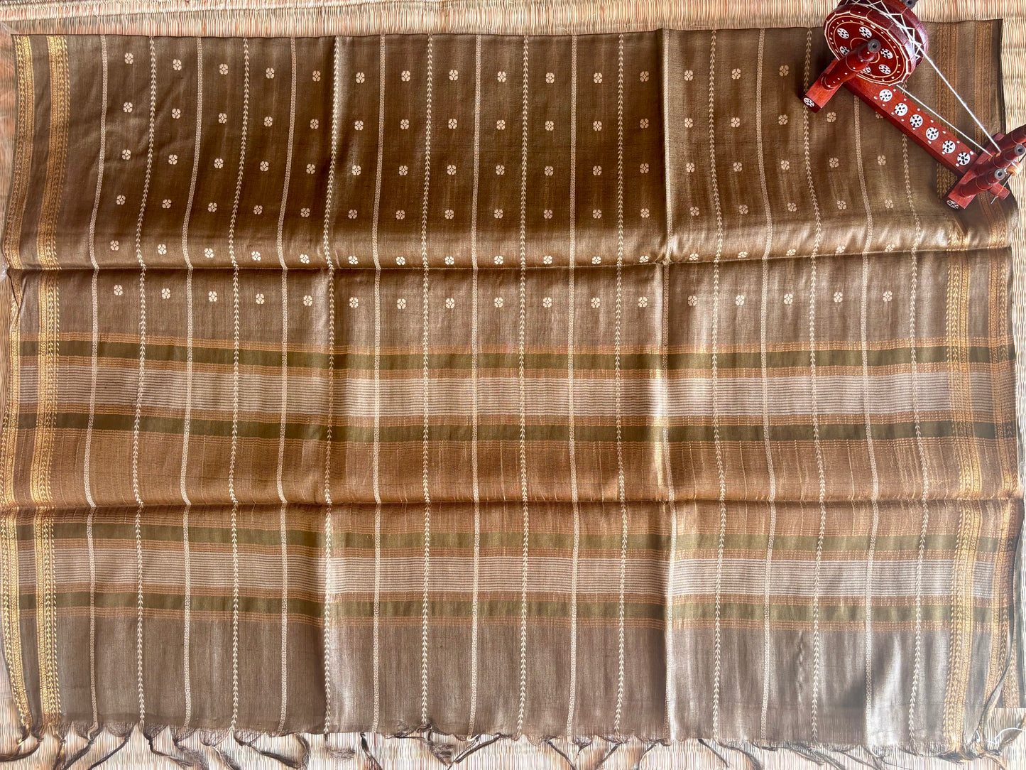 Coffee Brown Handwoven Tussar Silk Saree