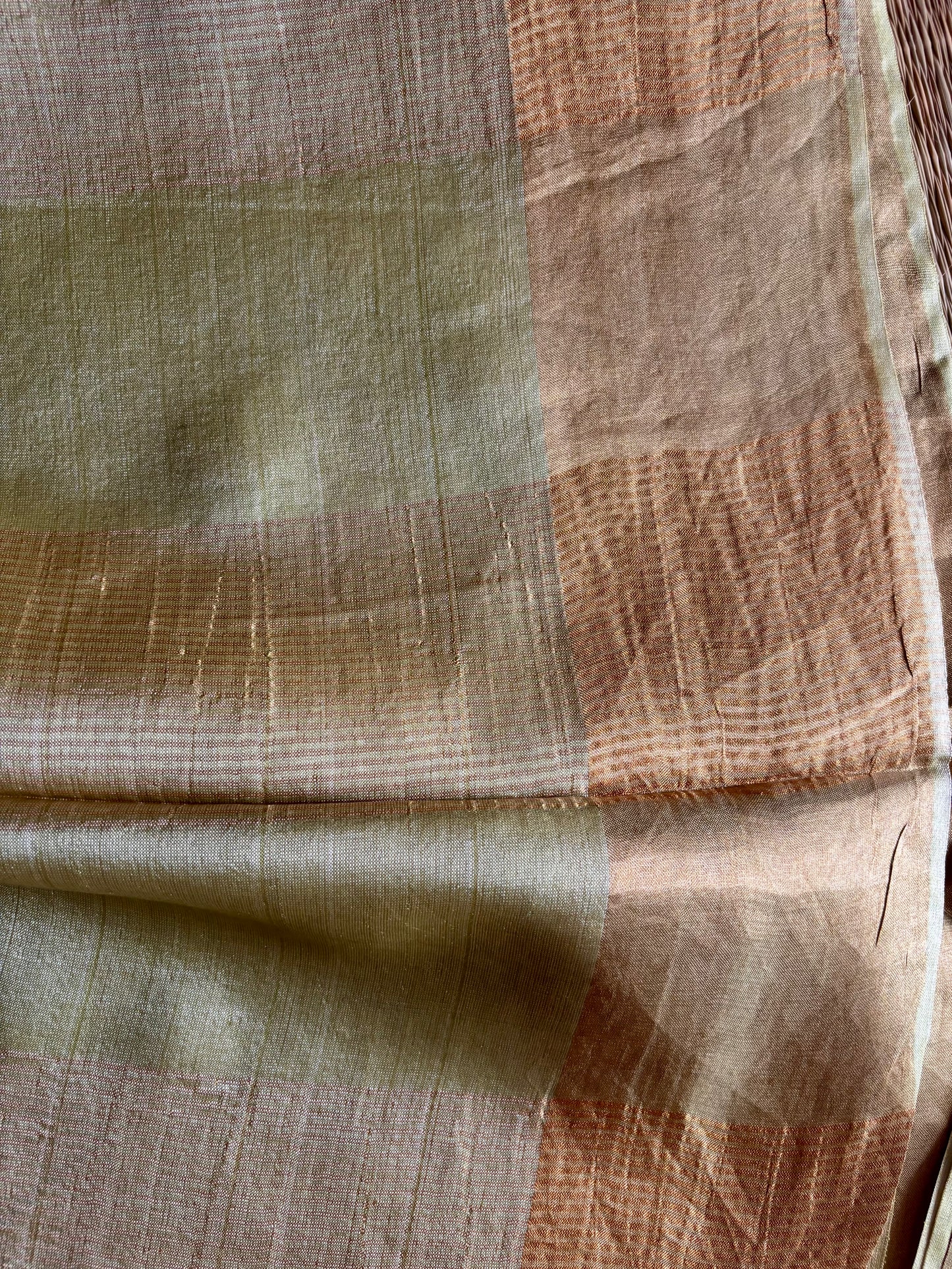 Pastel Green Handwoven Tussar Silk Saree With Zari Border