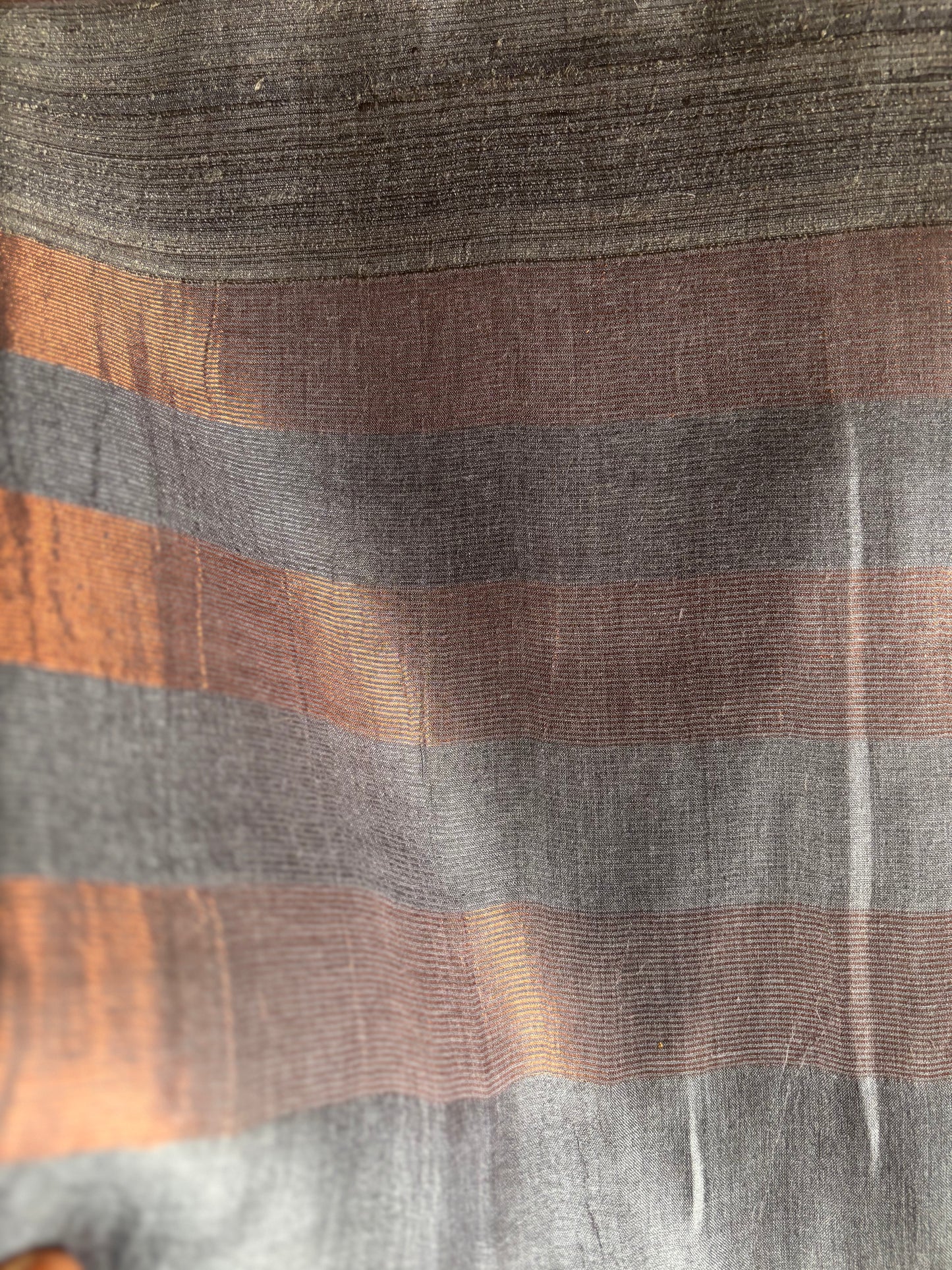 Charcoal Grey & Copper zari Tussar Silk Saree