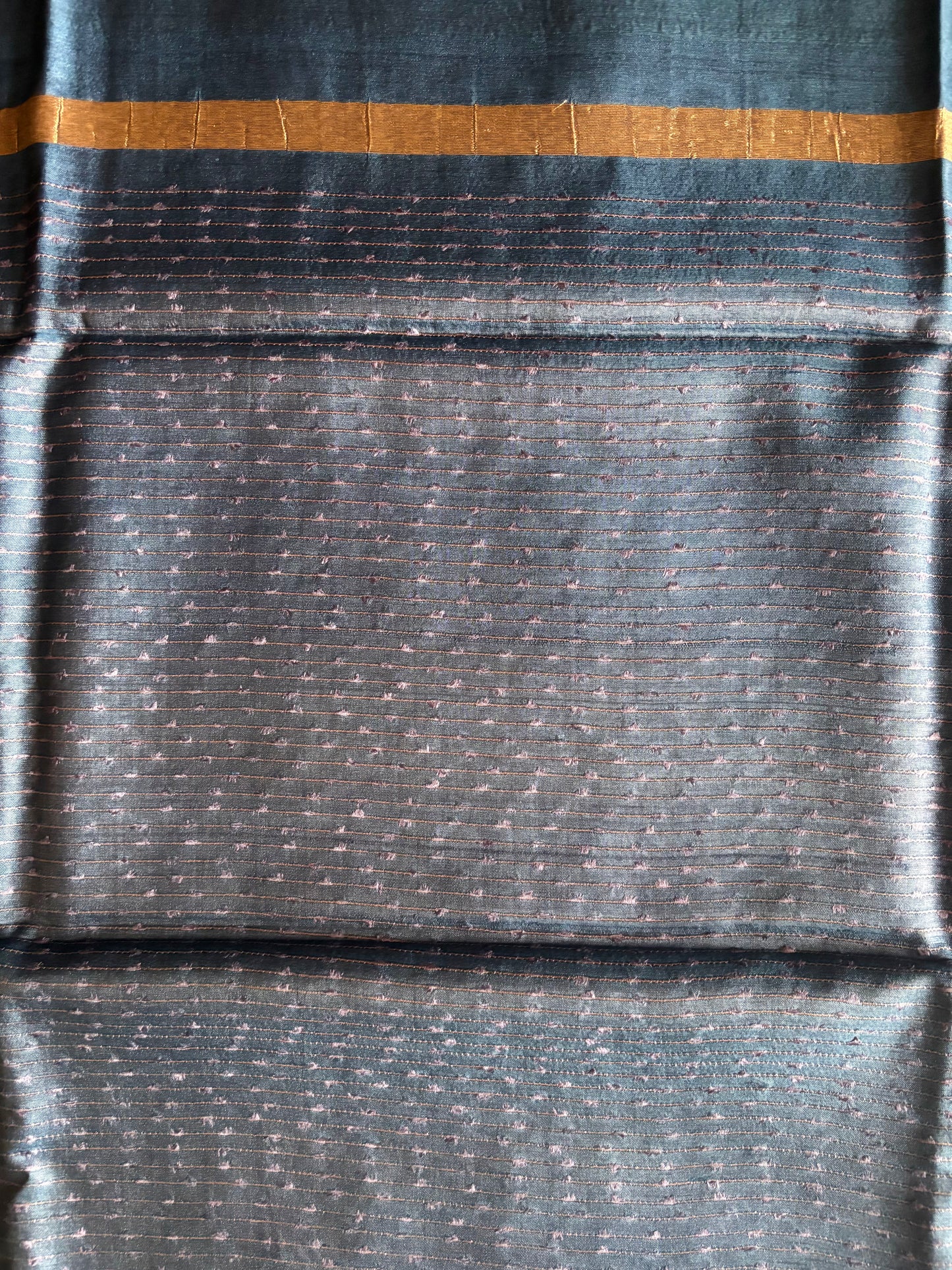 Opaline Blue Tussar Silk Saree with Gold Zari