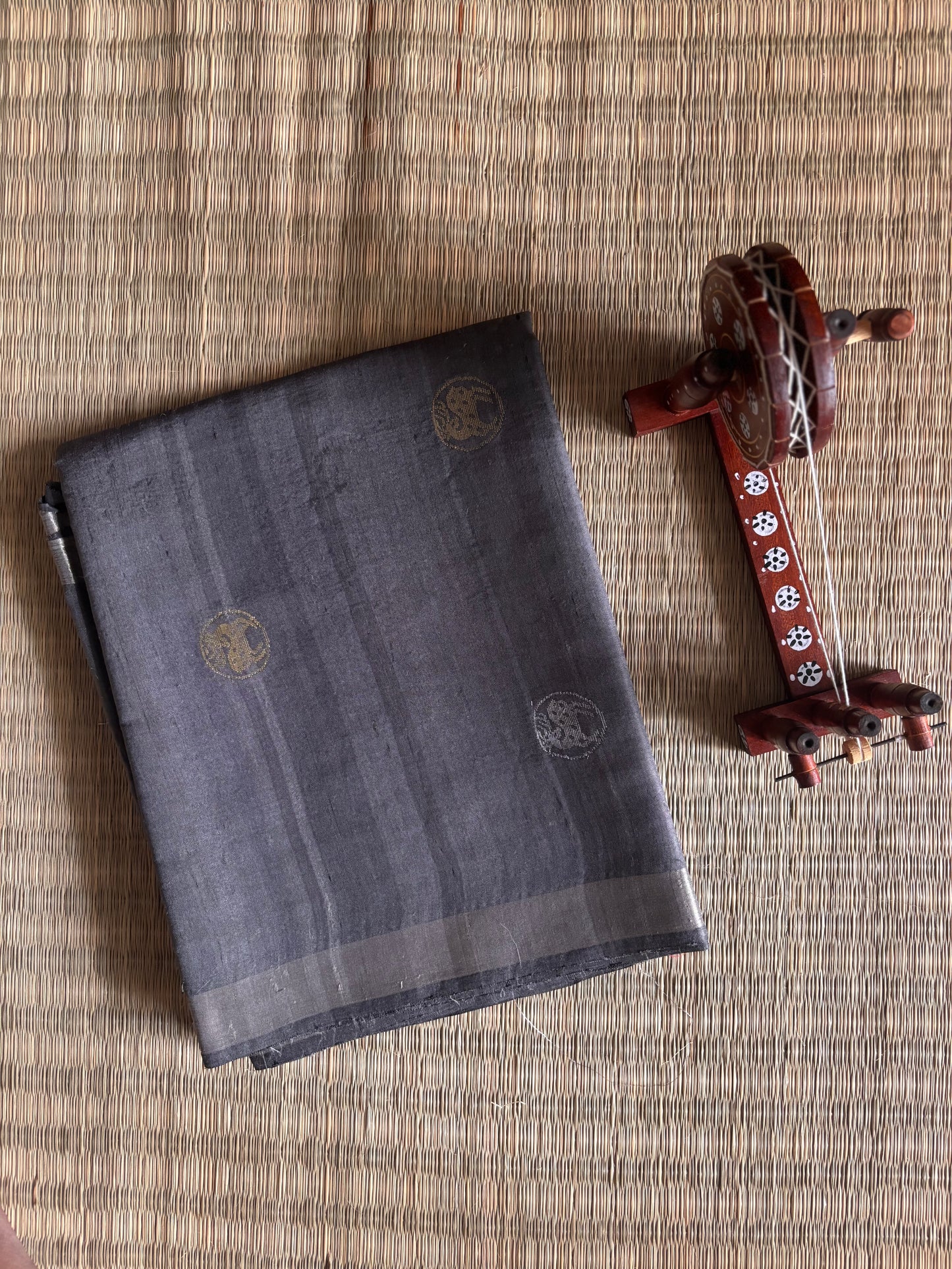 Silver Grey Tussar Silk Saree