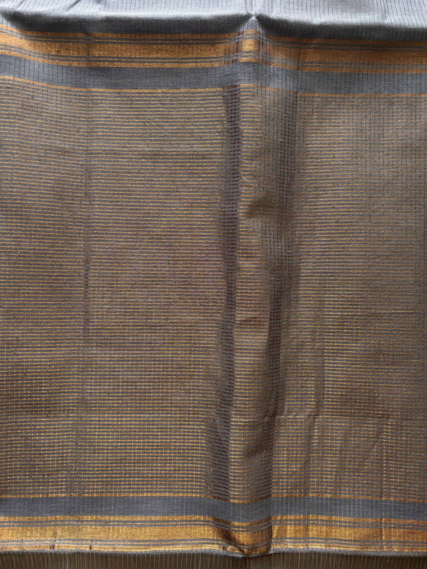 Light Grey Mangalagiri Cotton Saree with Gold Zari