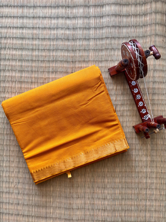 Turmeric Yellow Mangalagiri Cotton Saree with Gold Zari