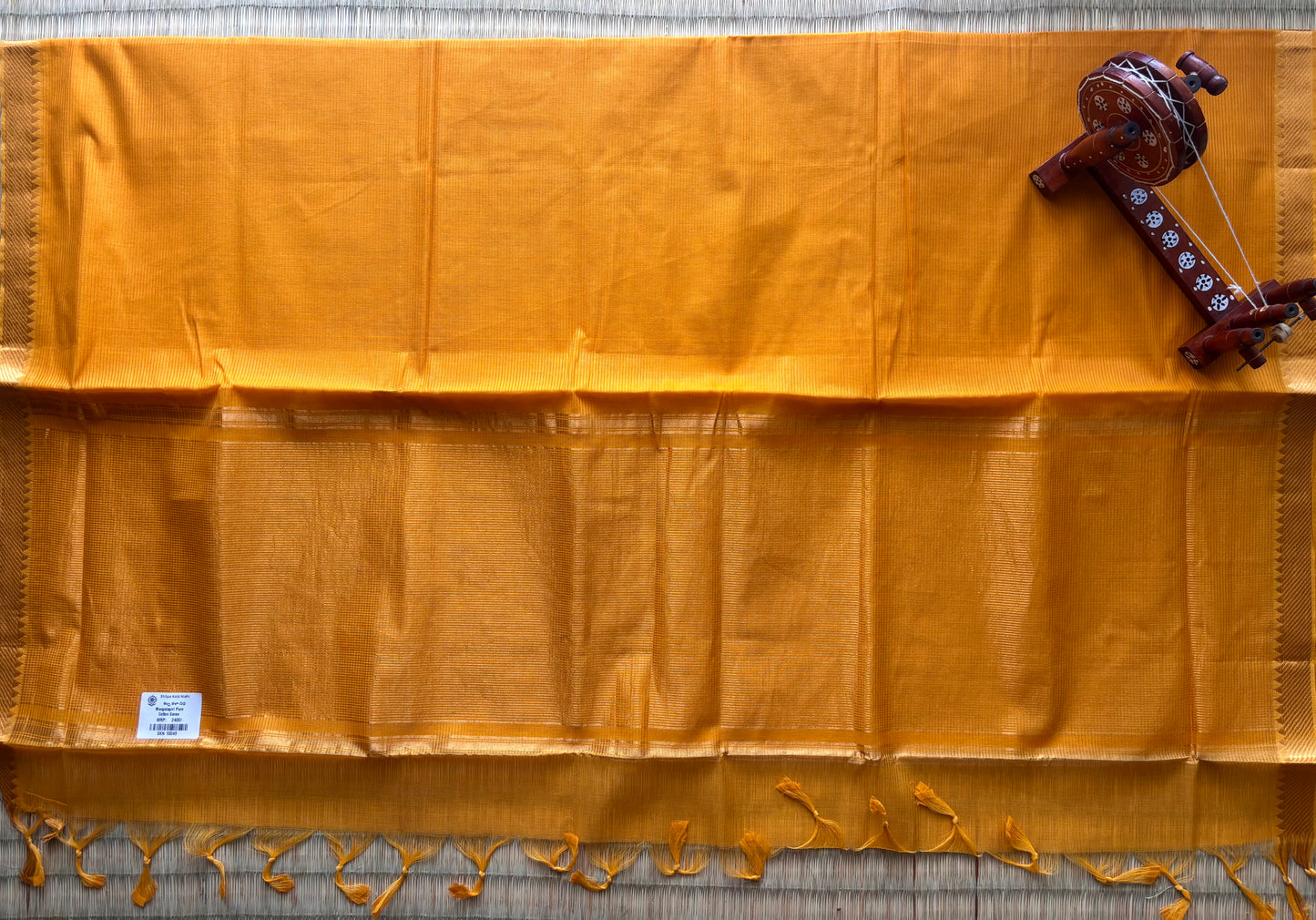 Turmeric Yellow Mangalagiri Cotton Saree with Gold Zari