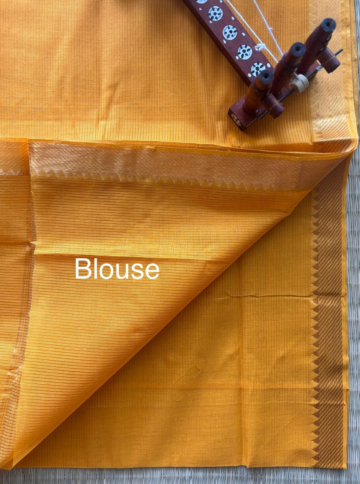 Turmeric Yellow Mangalagiri Cotton Saree with Gold Zari