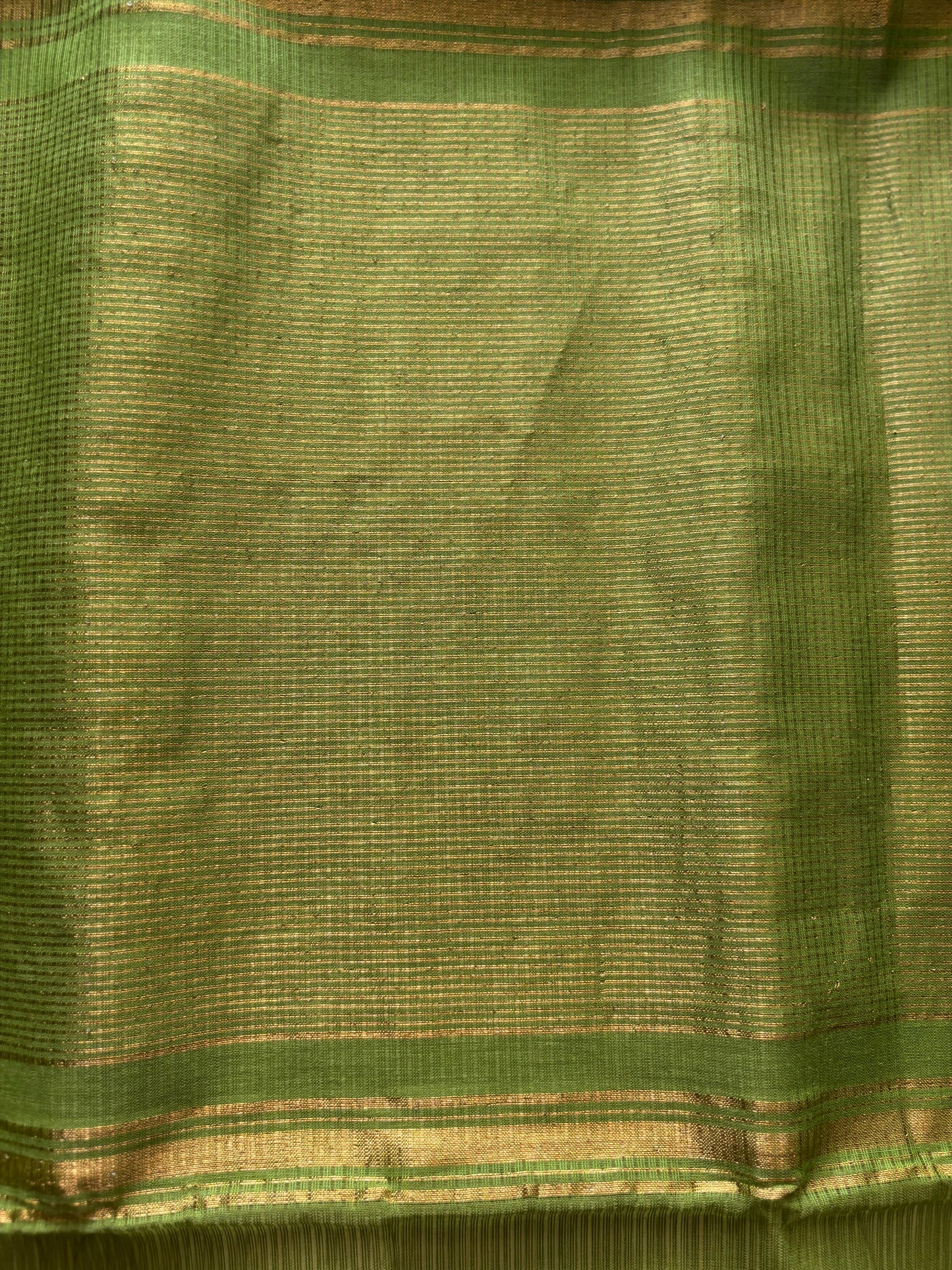Lime Green Mangalagiri Cotton Saree with Gold Zari