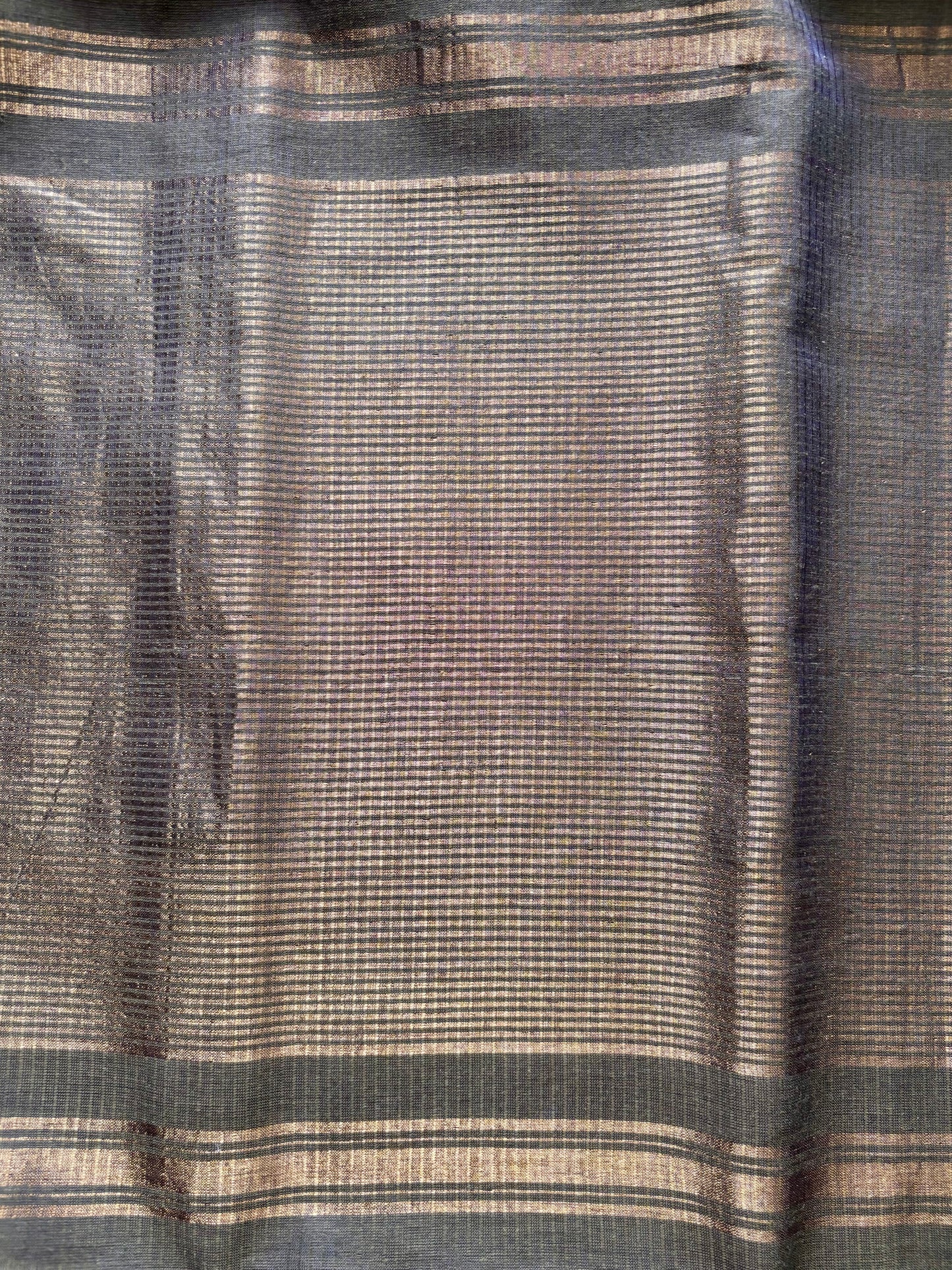 Earthy Brown Mangalagiri Cotton Saree with Gold Zari