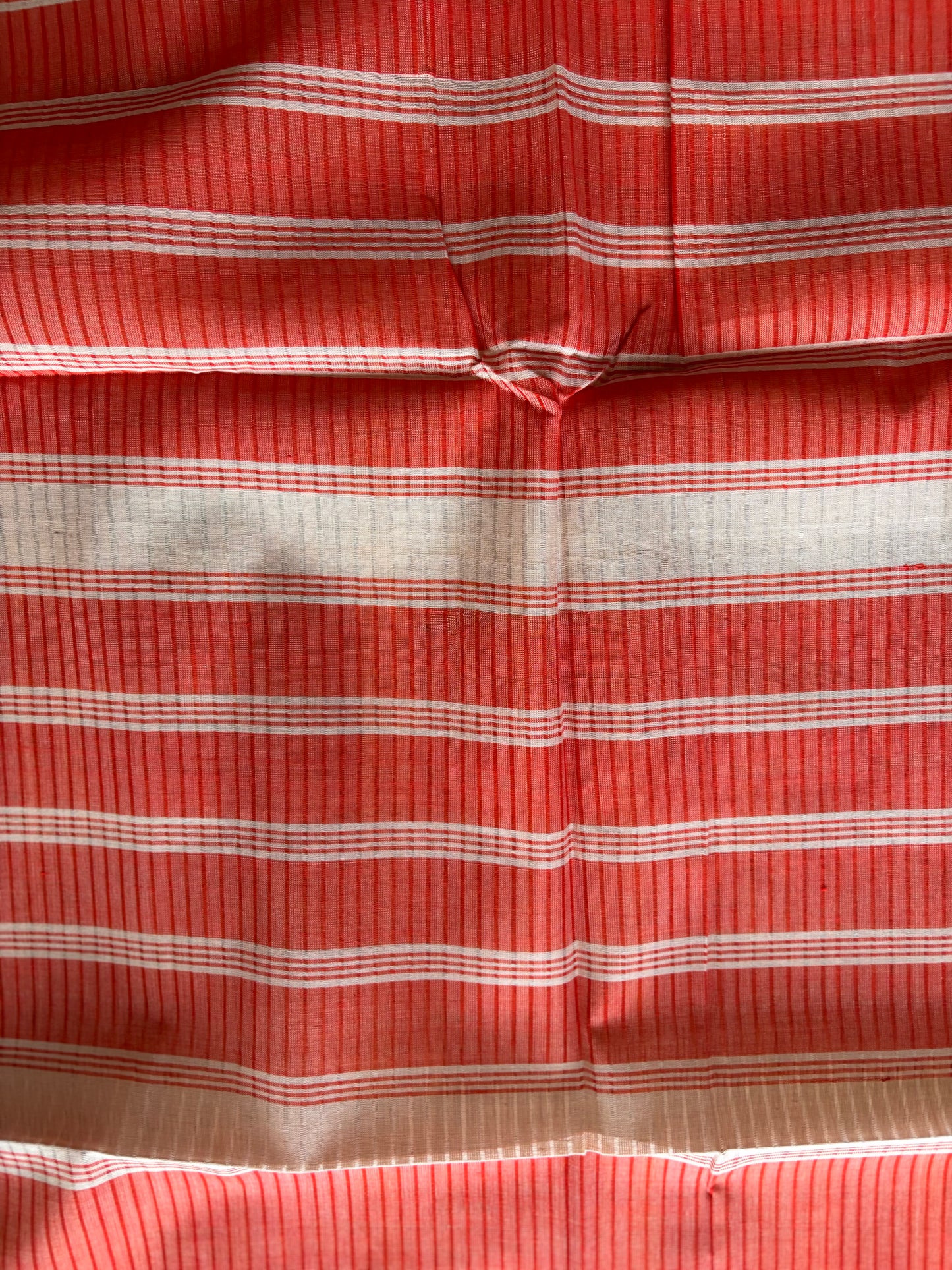 Beige & Orange Mangalagiri Handloom Cotton Saree