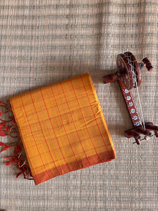 Turmeric Yellow Handwoven Mangalagiri Cotton Saree
