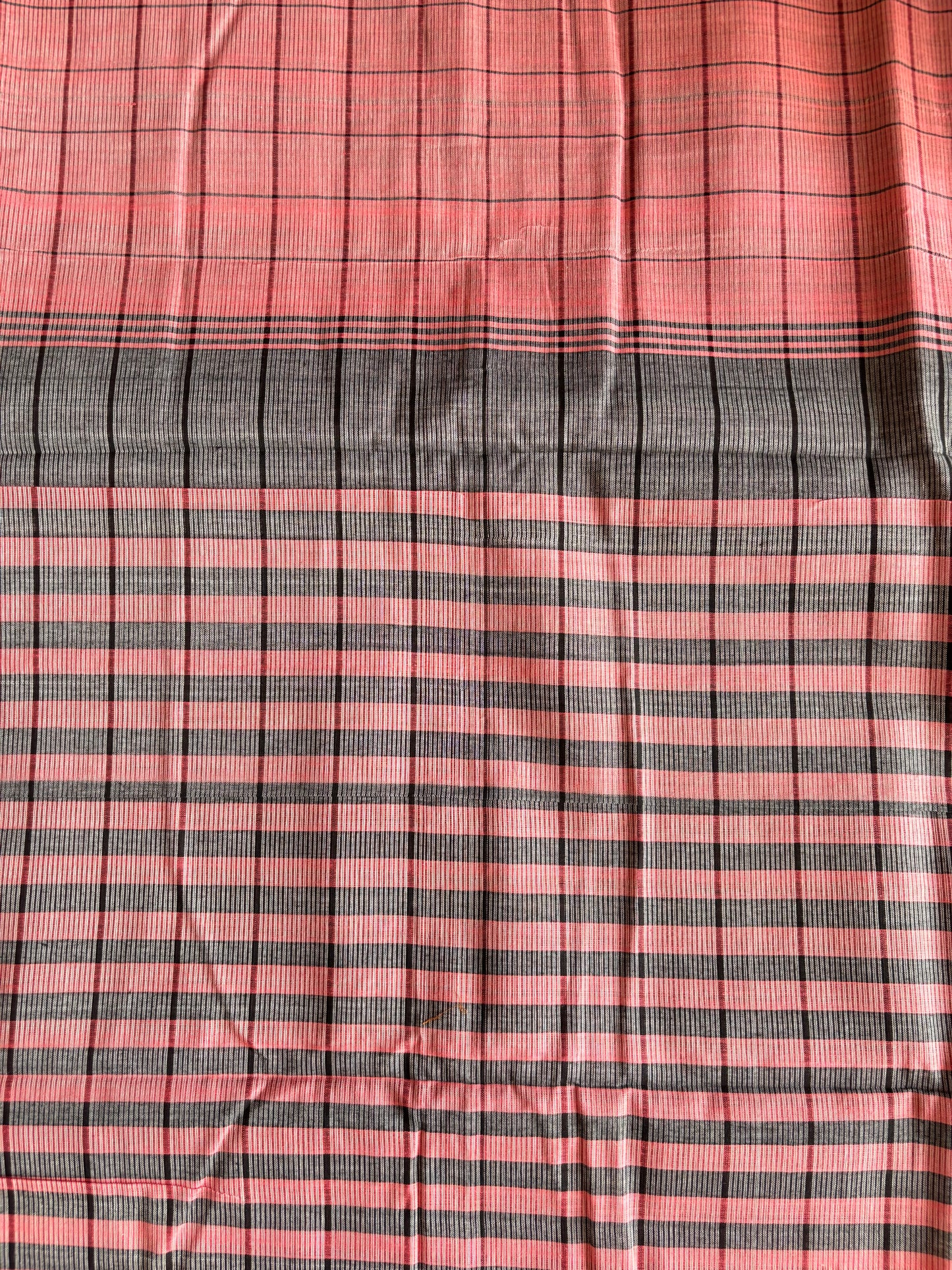 Peach & Charcoal Handwoven Mangalagiri Cotton Saree