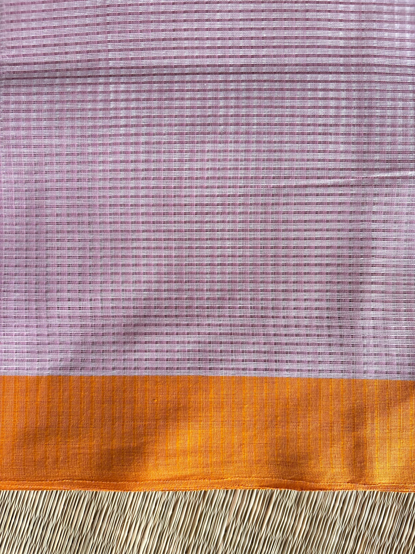 Lilac Mangalagiri Cotton Saree with Orange Border