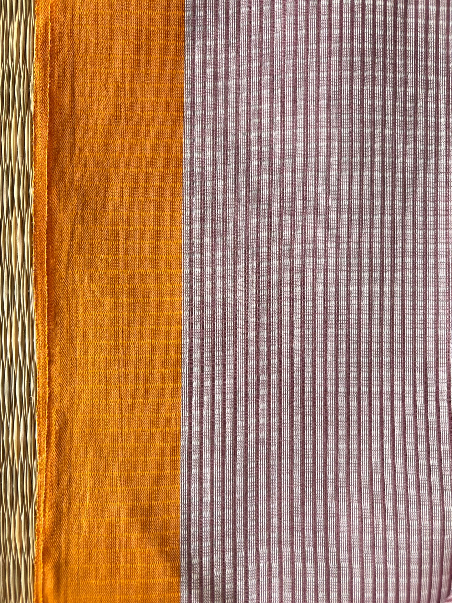 Lilac Mangalagiri Cotton Saree with Orange Border