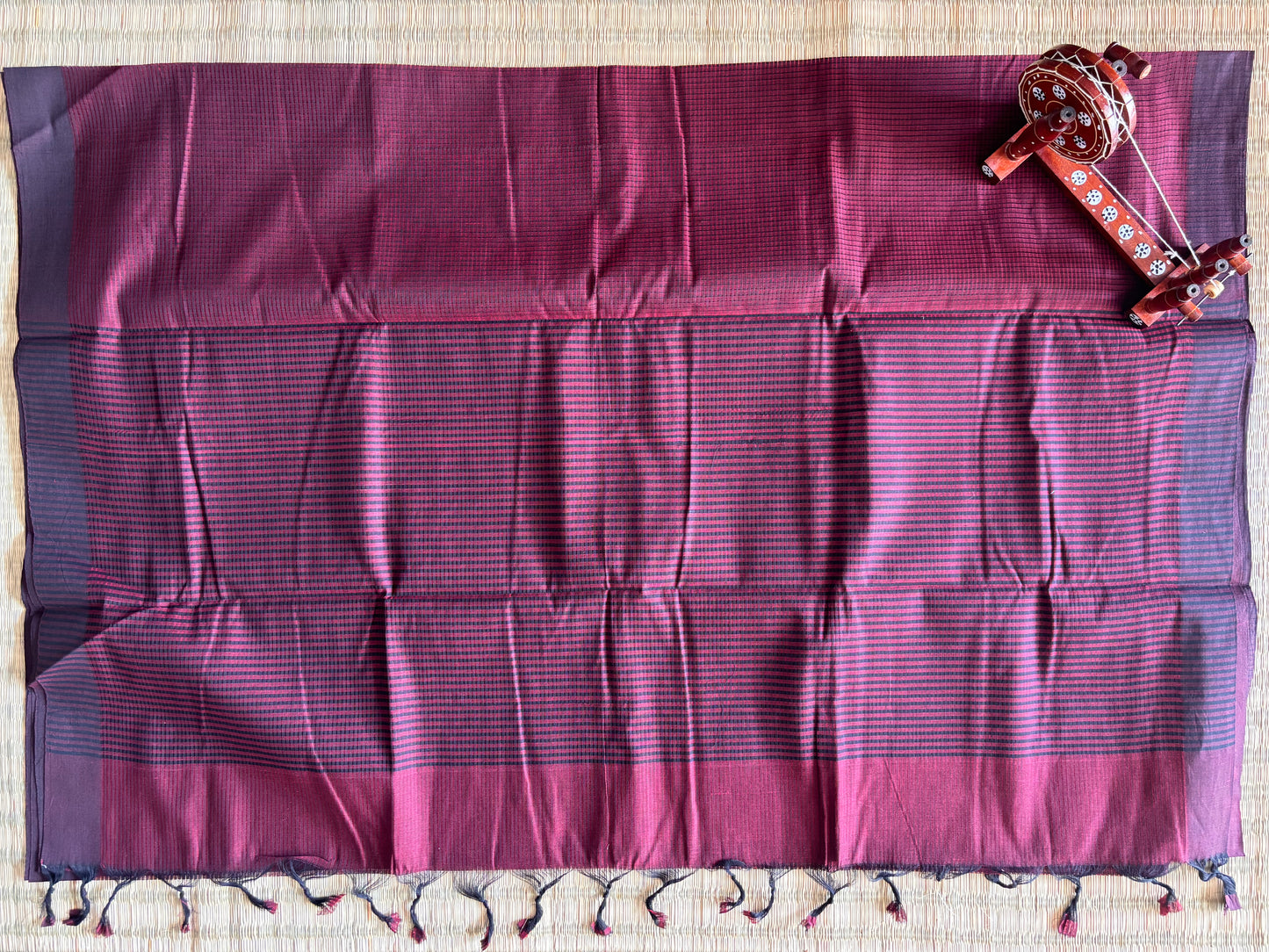 Maroon Plain Mangalagiri Saree with Kalamkari Blouse