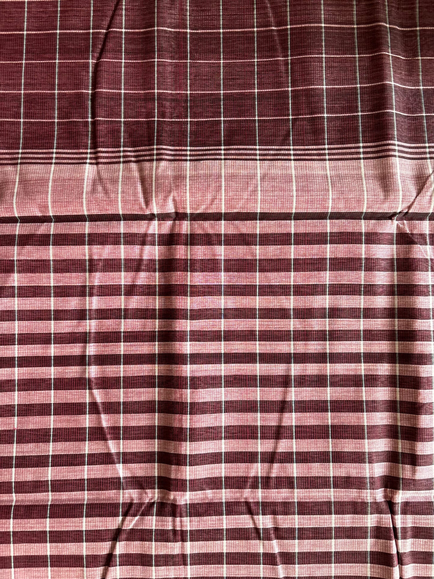 Maroon Mangalagiri Handloom Cotton Saree with Checks