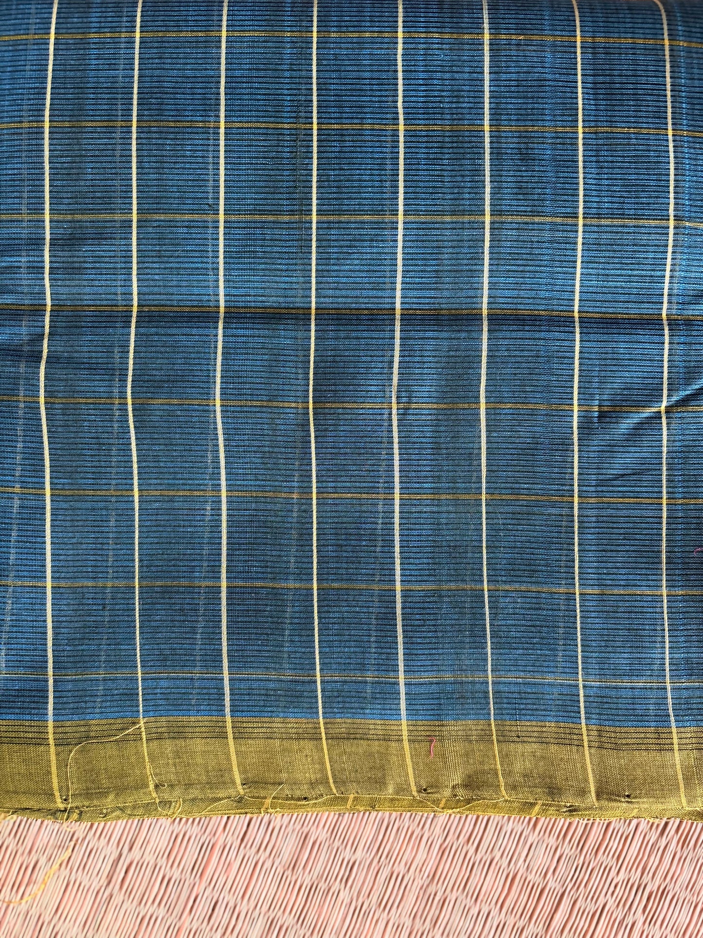 Cobalt Blue Mangalagiri Handloom Cotton Saree with Checks