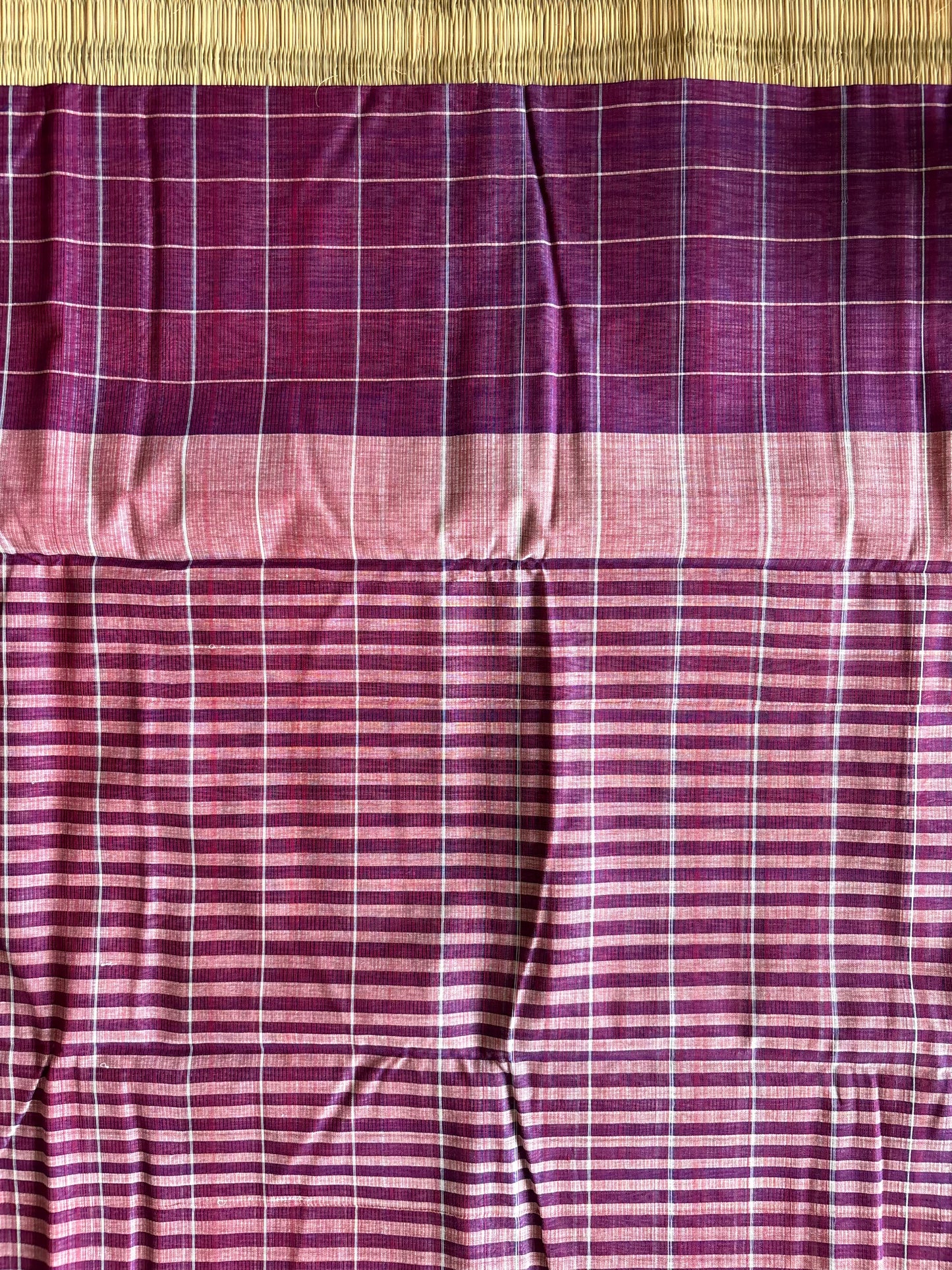 Purple Mangalagiri Handloom Cotton Saree with Checks