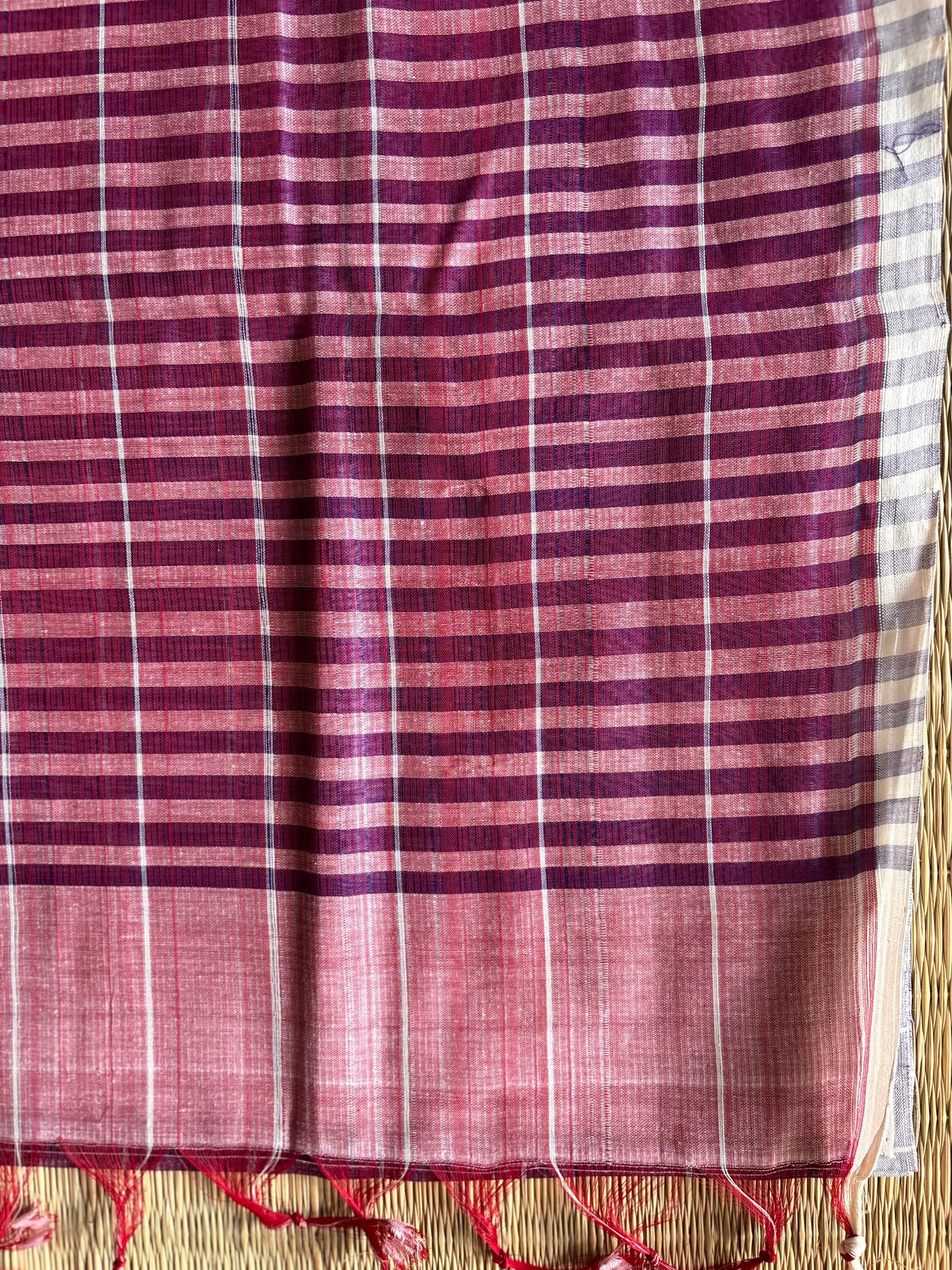 Purple Mangalagiri Handloom Cotton Saree with Checks
