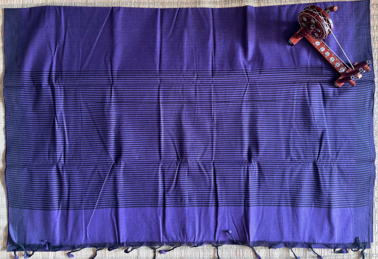 Purple Mangalagiri Cotton Saree with Kalamkari Blouse