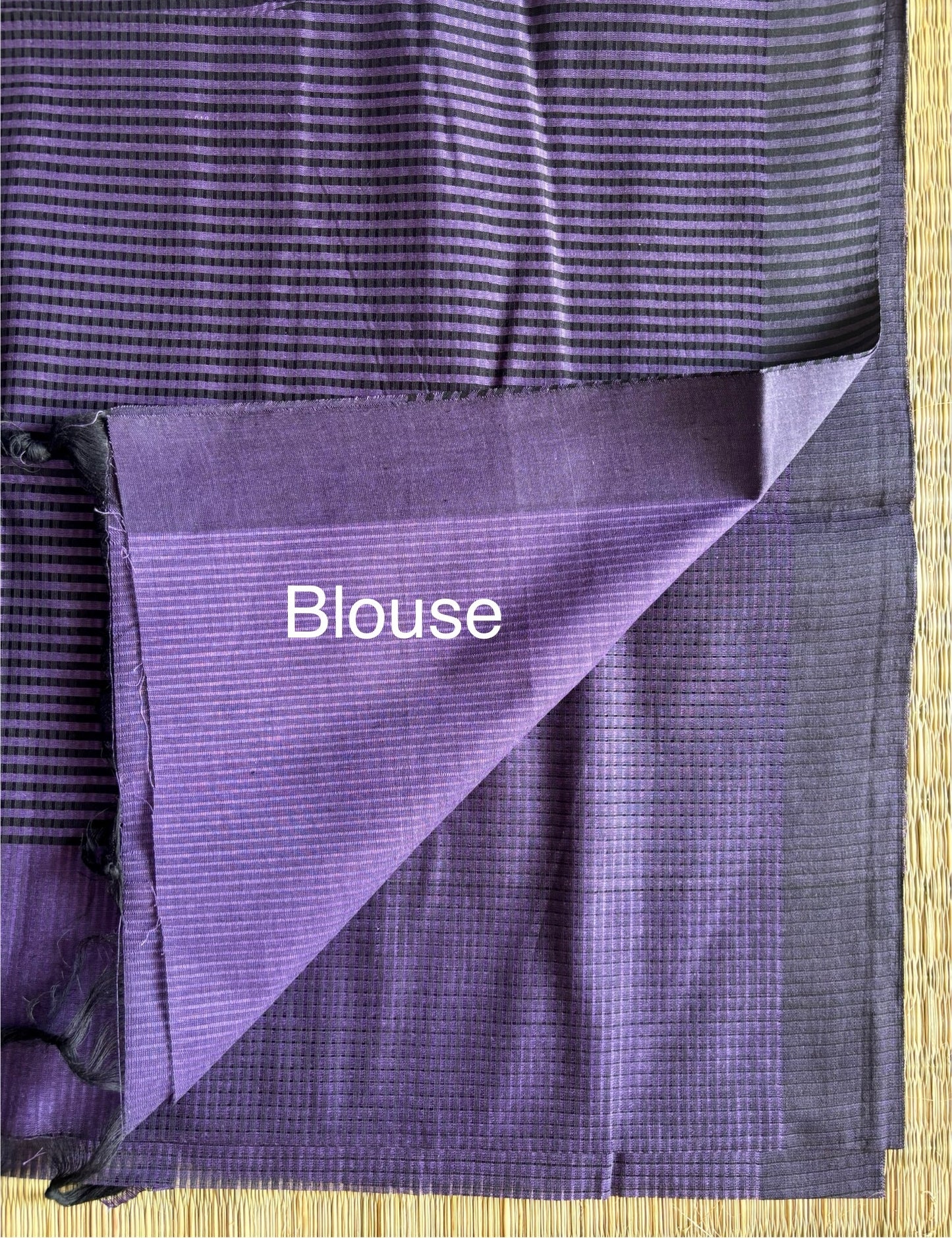 Purple Mangalagiri Cotton Saree with Kalamkari Blouse