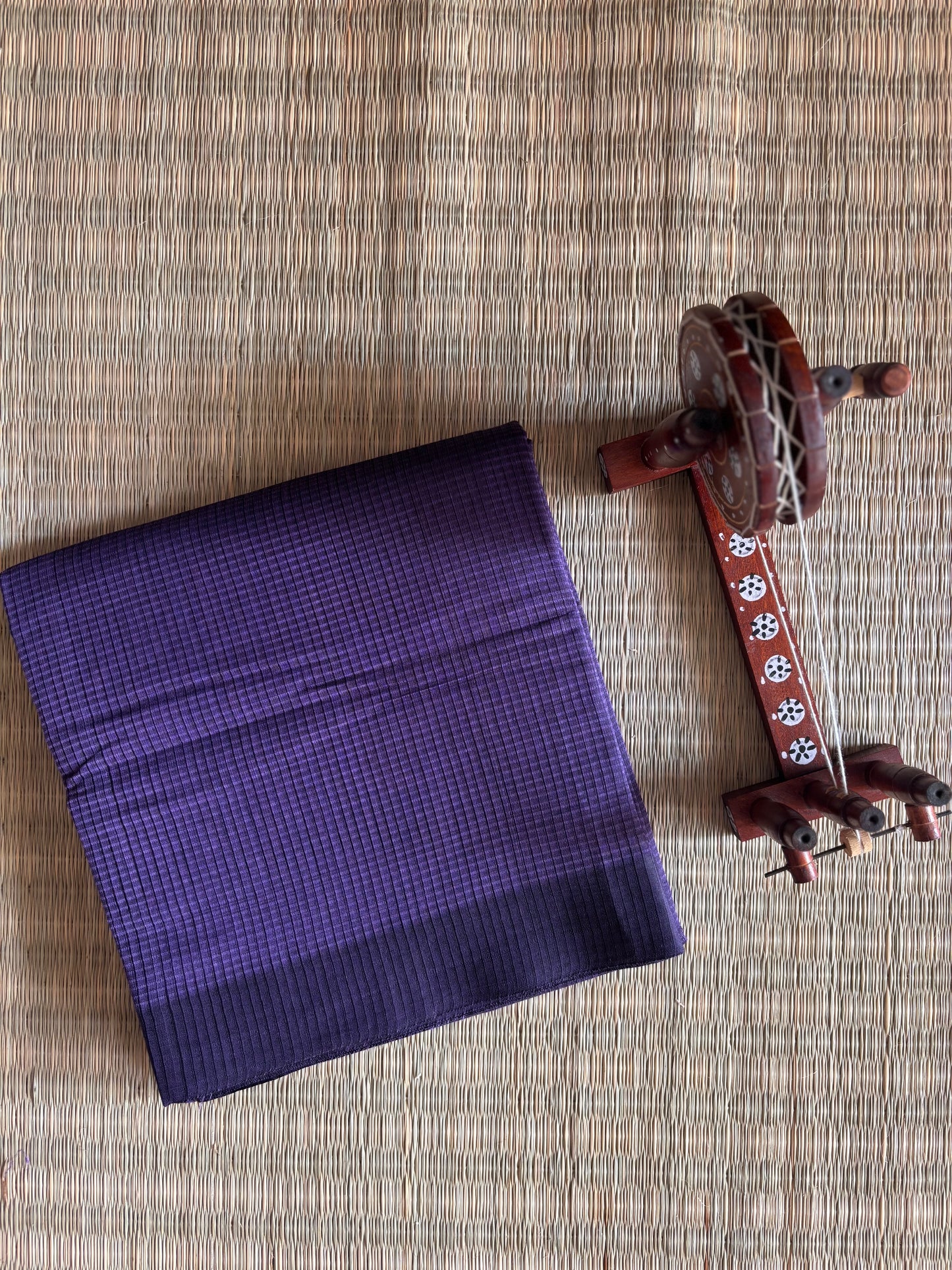 Purple Mangalagiri Cotton Saree with Kalamkari Blouse