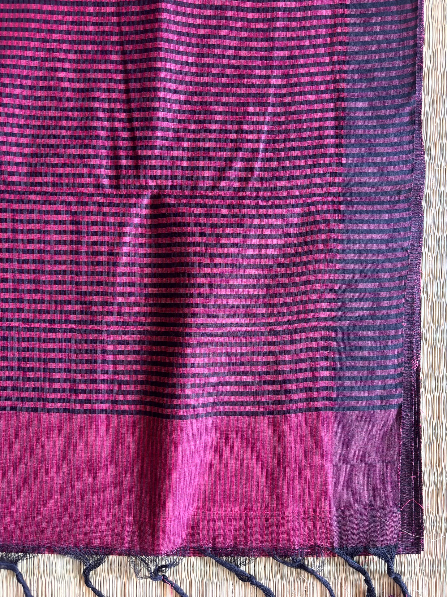Dark Pink Plain Mangalagiri Cotton Saree with Kalamkari Blouse