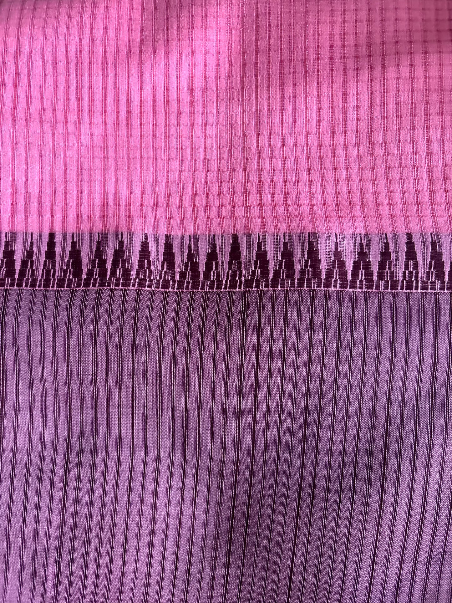 Pink & Maroon Mangalagiri Handloom Cotton Saree