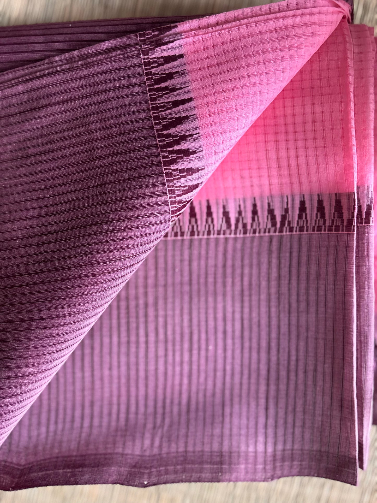 Pink & Maroon Mangalagiri Handloom Cotton Saree