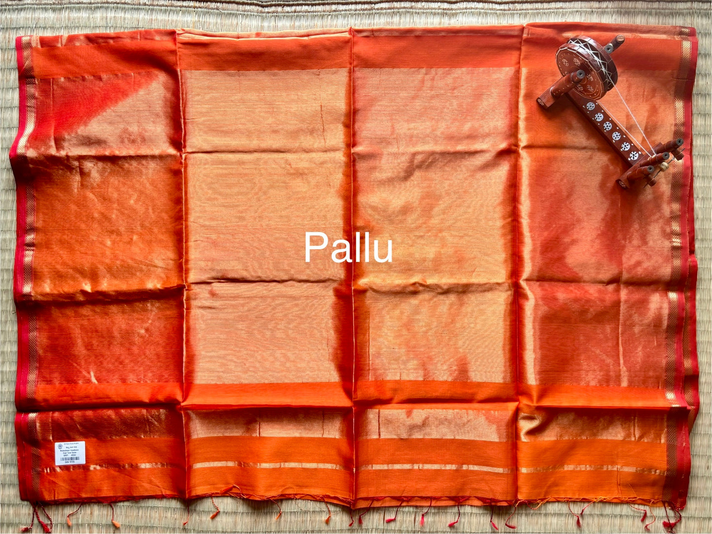 Dual Tone Orange Maheshwari Saree with Gold Zari