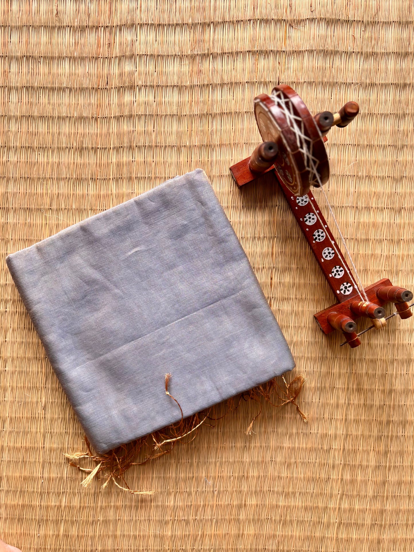 Powder Blue Plain Tissue Maheshwari Saree